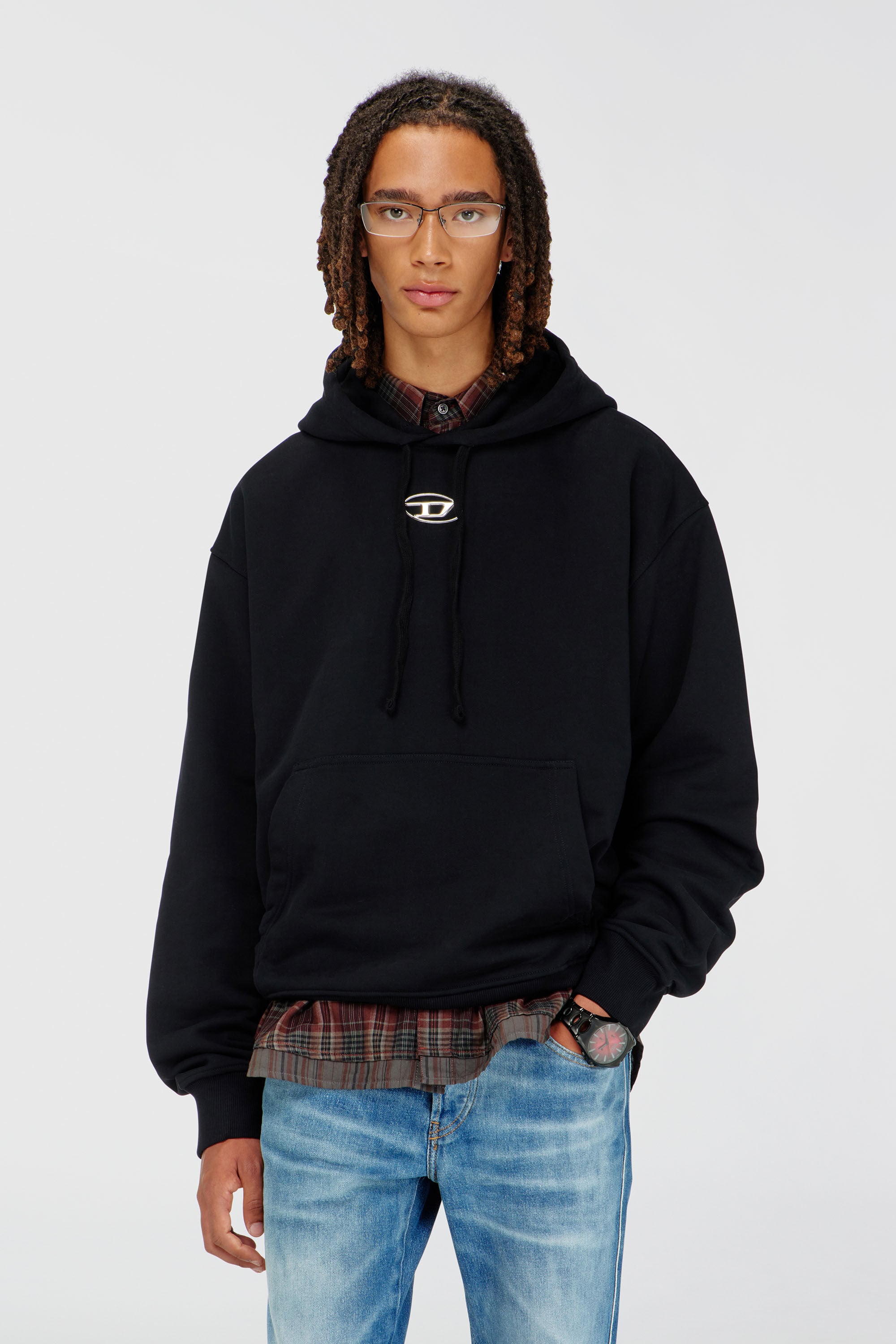 Diesel - S-MACS-HOOD-OD, Male's スウェットパーカーオーバルＤ in ブラック - 3