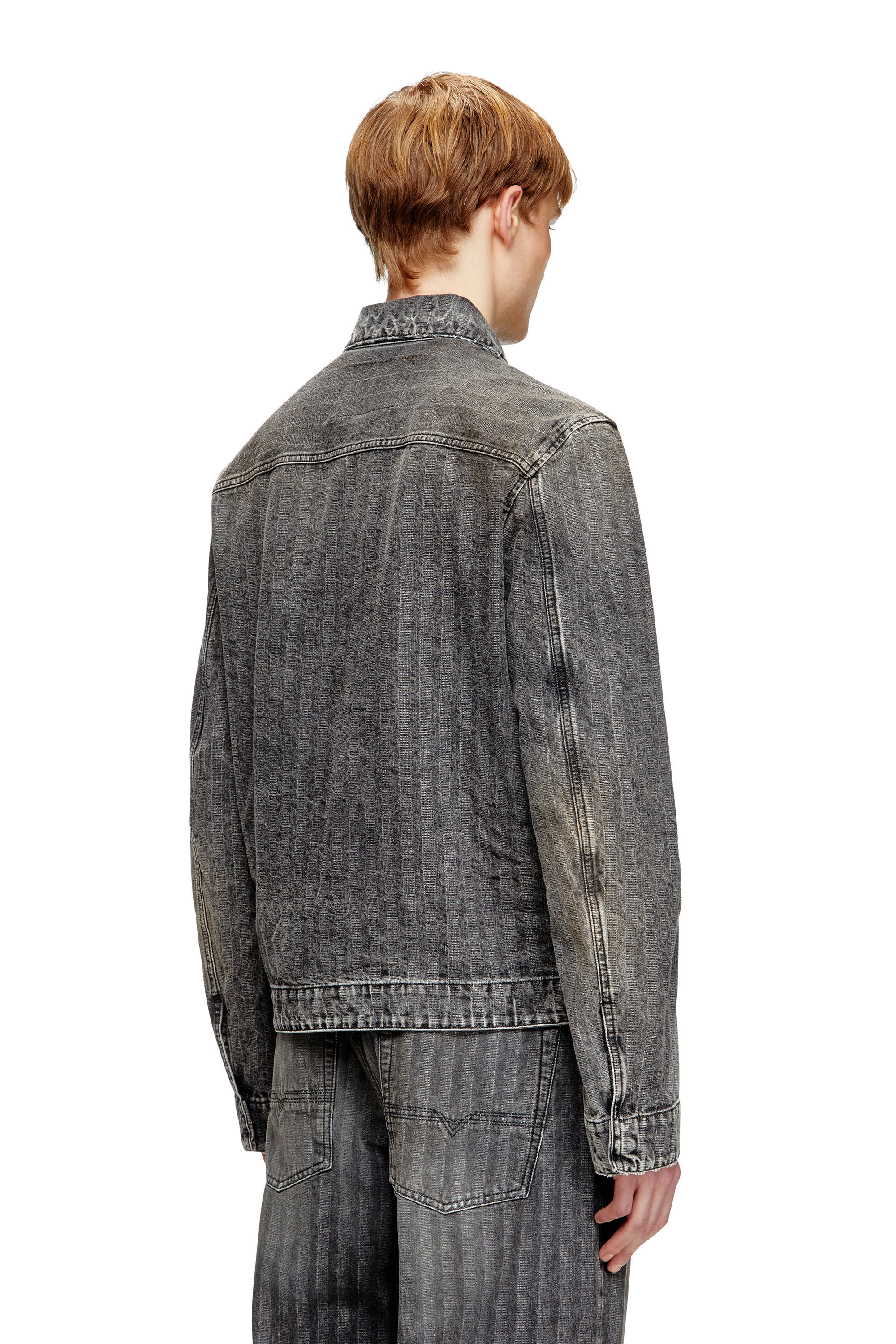Diesel - D-ROHE, Male's Blouson jacket in herringbone denim in ブラック - 5