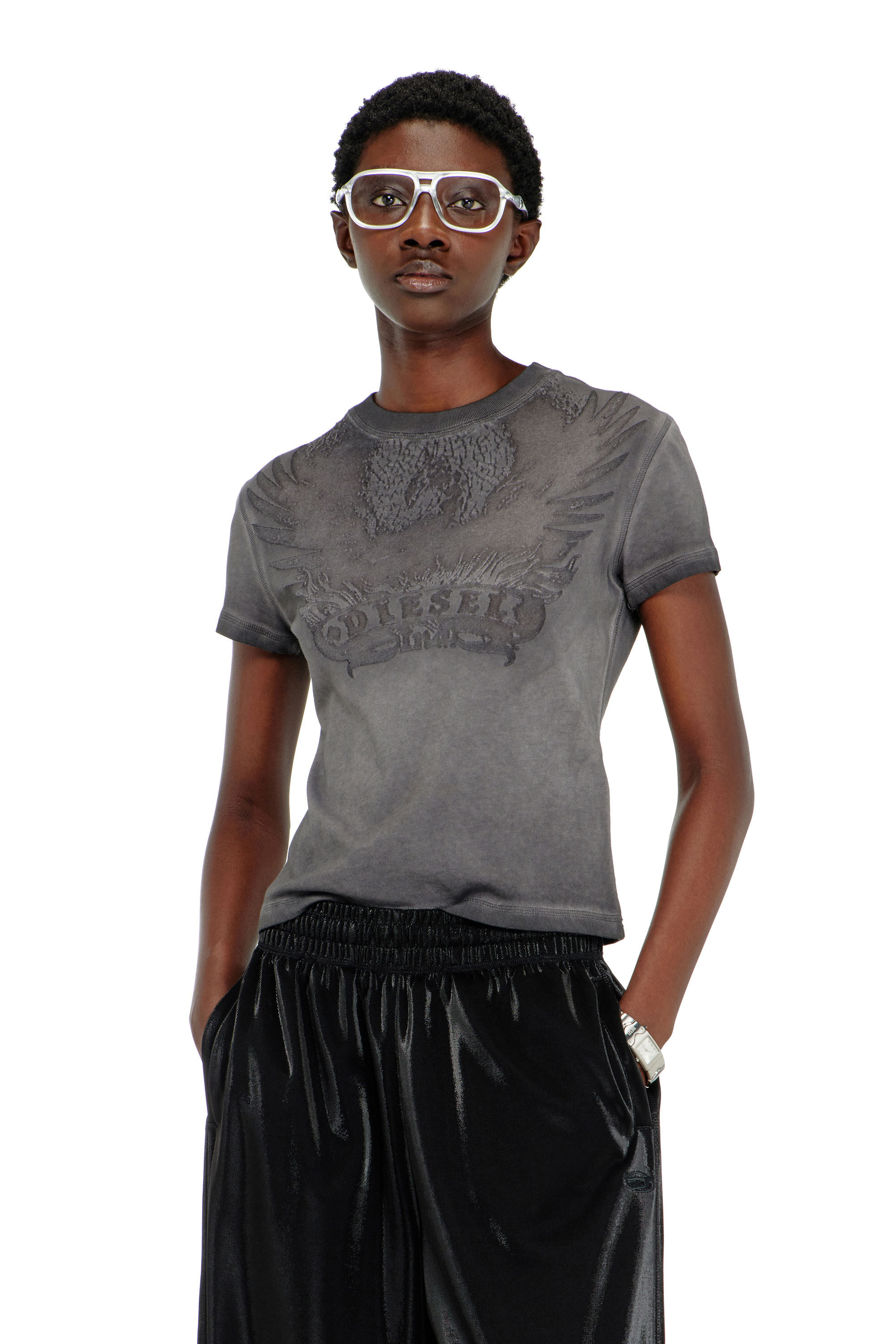 Diesel - T-ILA-AA7, Female's Tシャツ in ダークグレー - 3