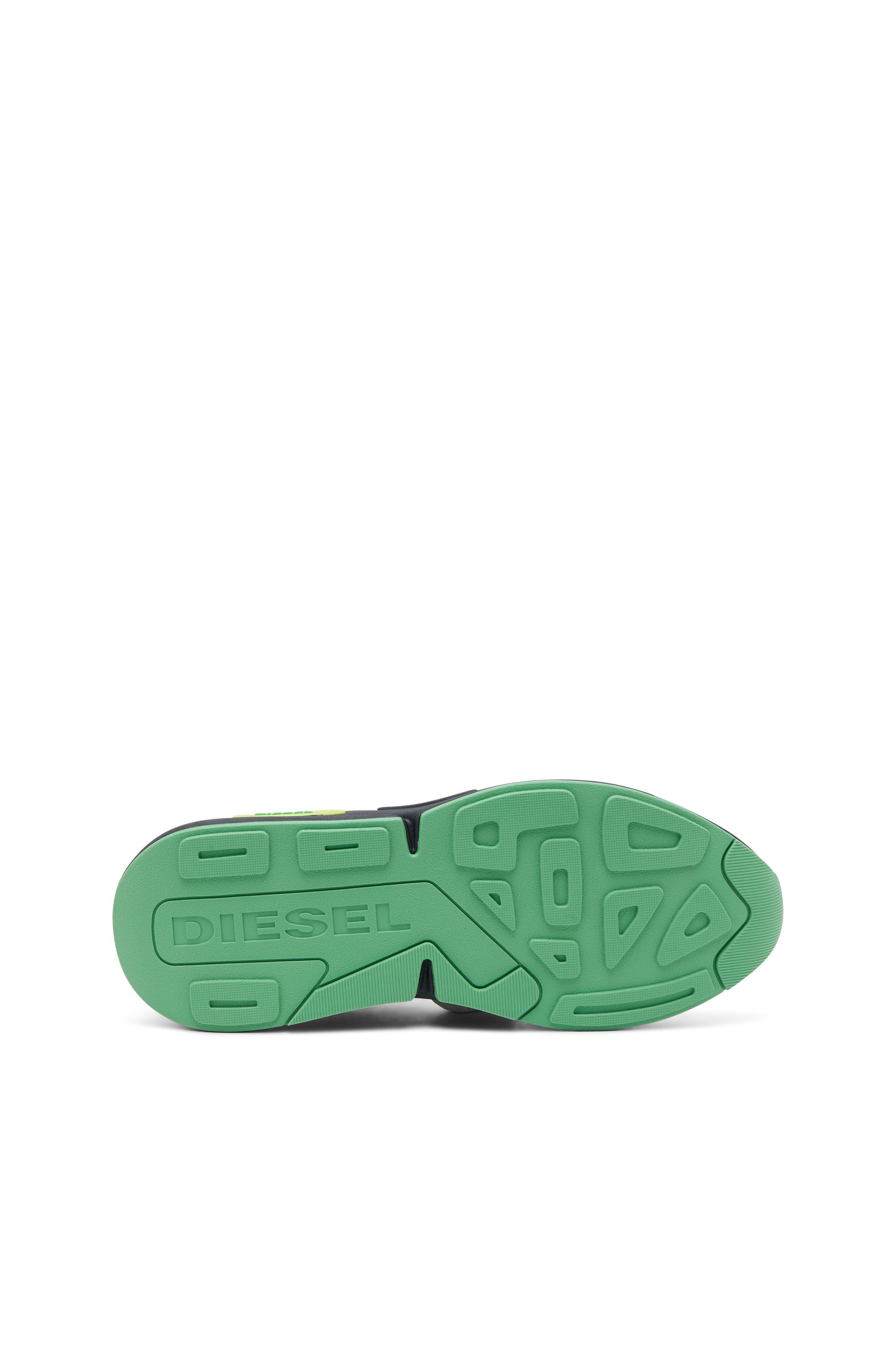 Diesel - S-SERENDIPITY SPORT, Male's フェイクレザー エアメッシュ スニーカー - S-Serendipity Sport in ブラック/グリーン - 4