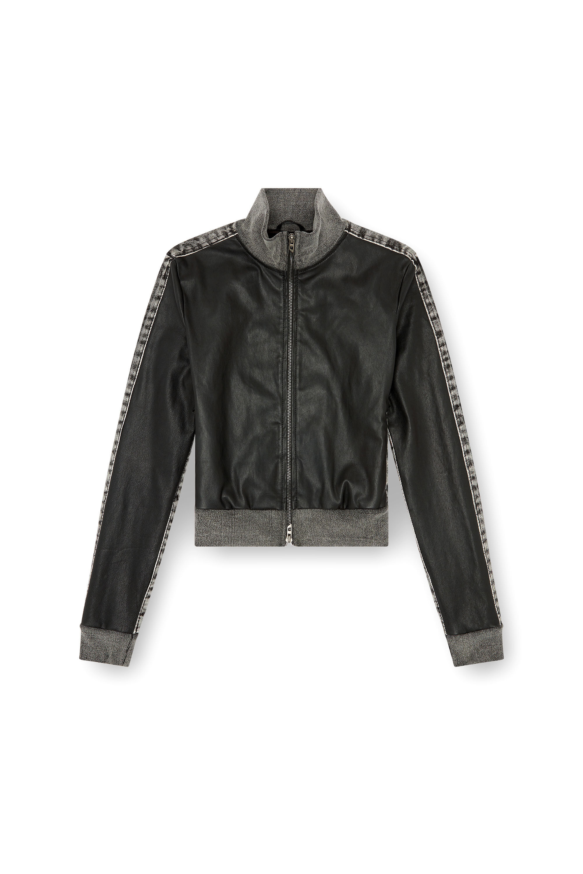 L-EADER Hybrid jacket in leather and denim｜ブラック