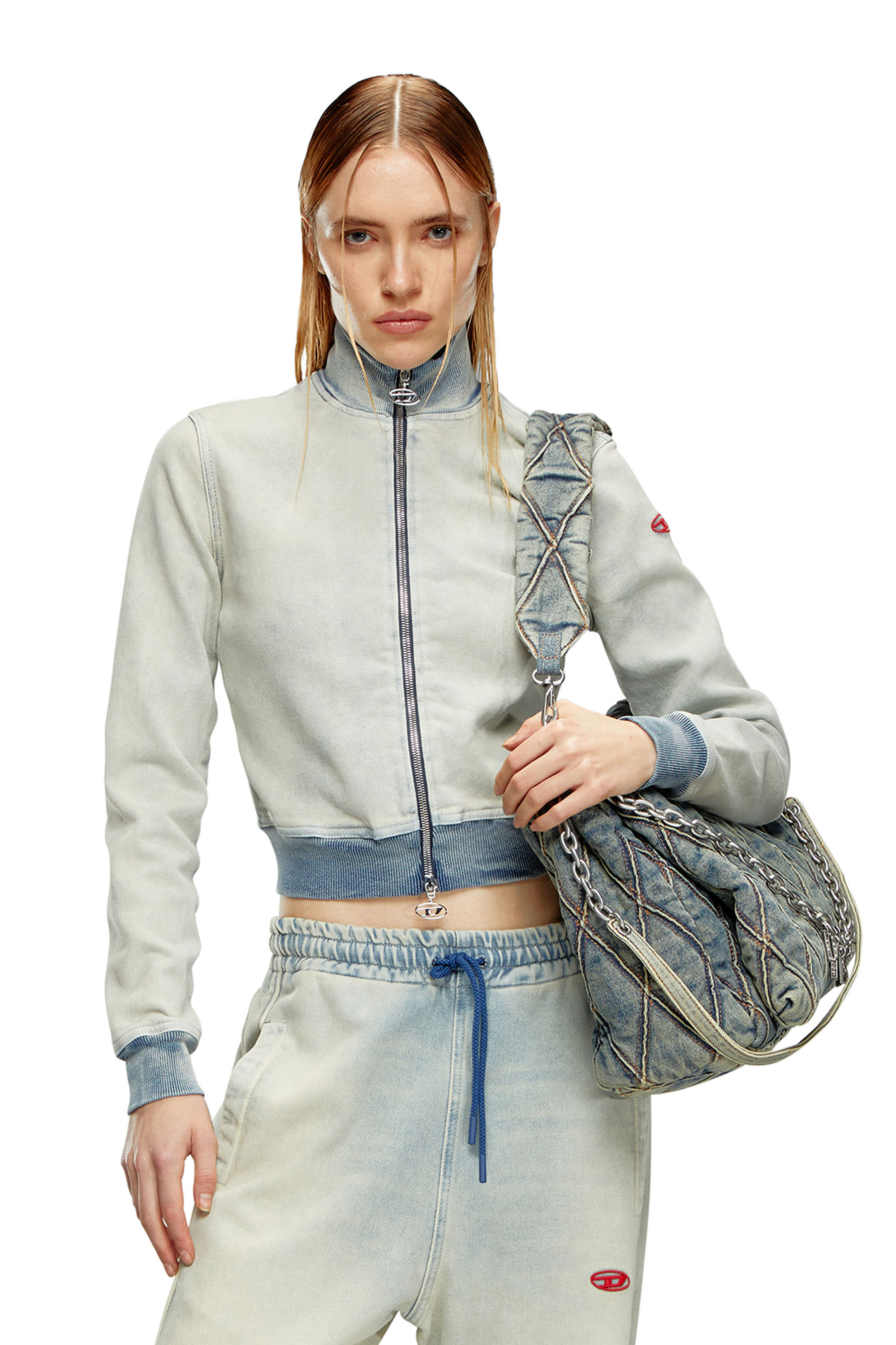 Diesel - D-EMY TRACK, Female's Zip-up sweatshirt in Track Denim in ライトブルー - 3