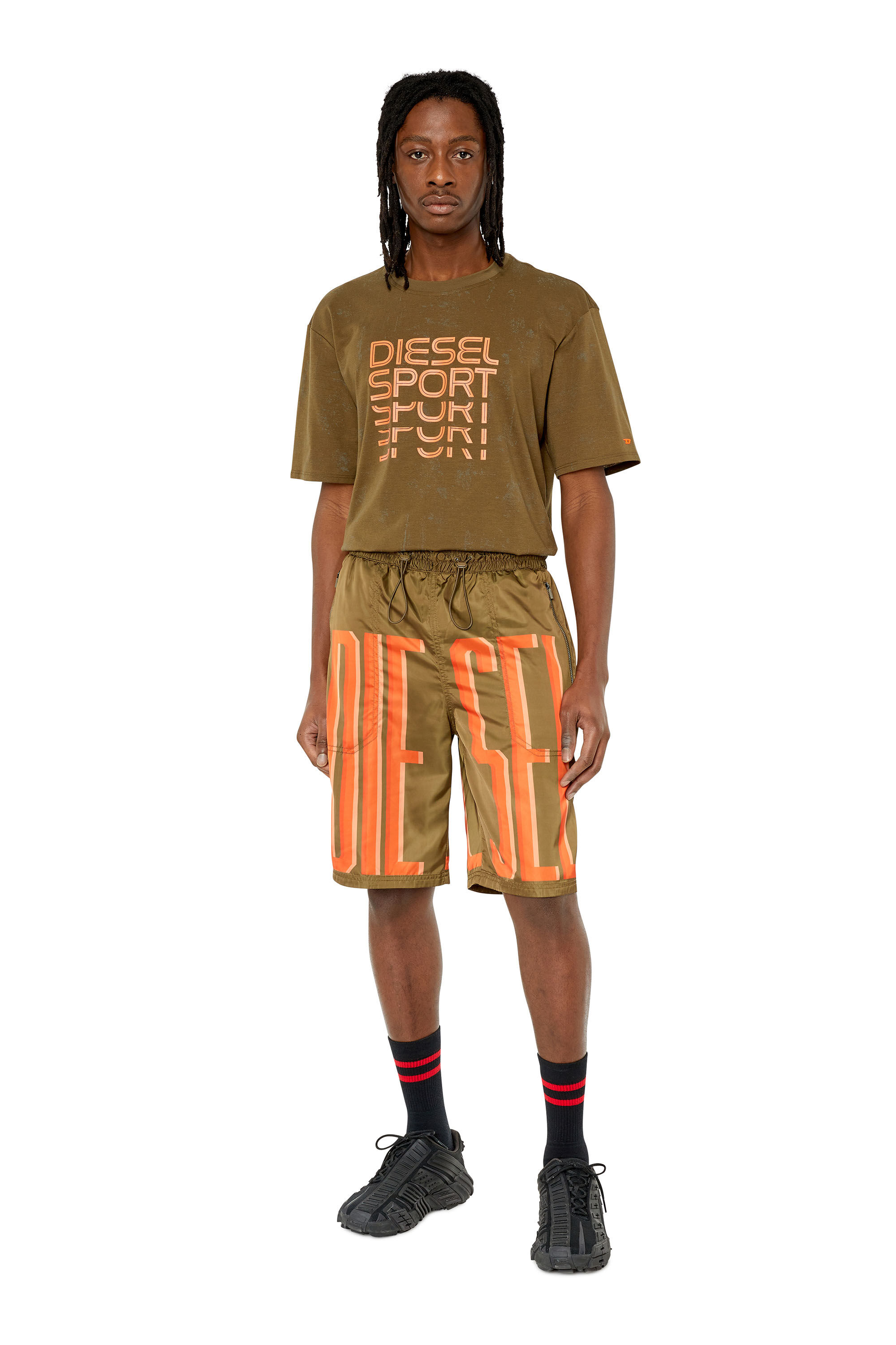 Diesel - AMTEE-DUNCAN-HT16, Male's トレーニング Tシャツ ロゴ DIESEL SPORT in Brown - 1