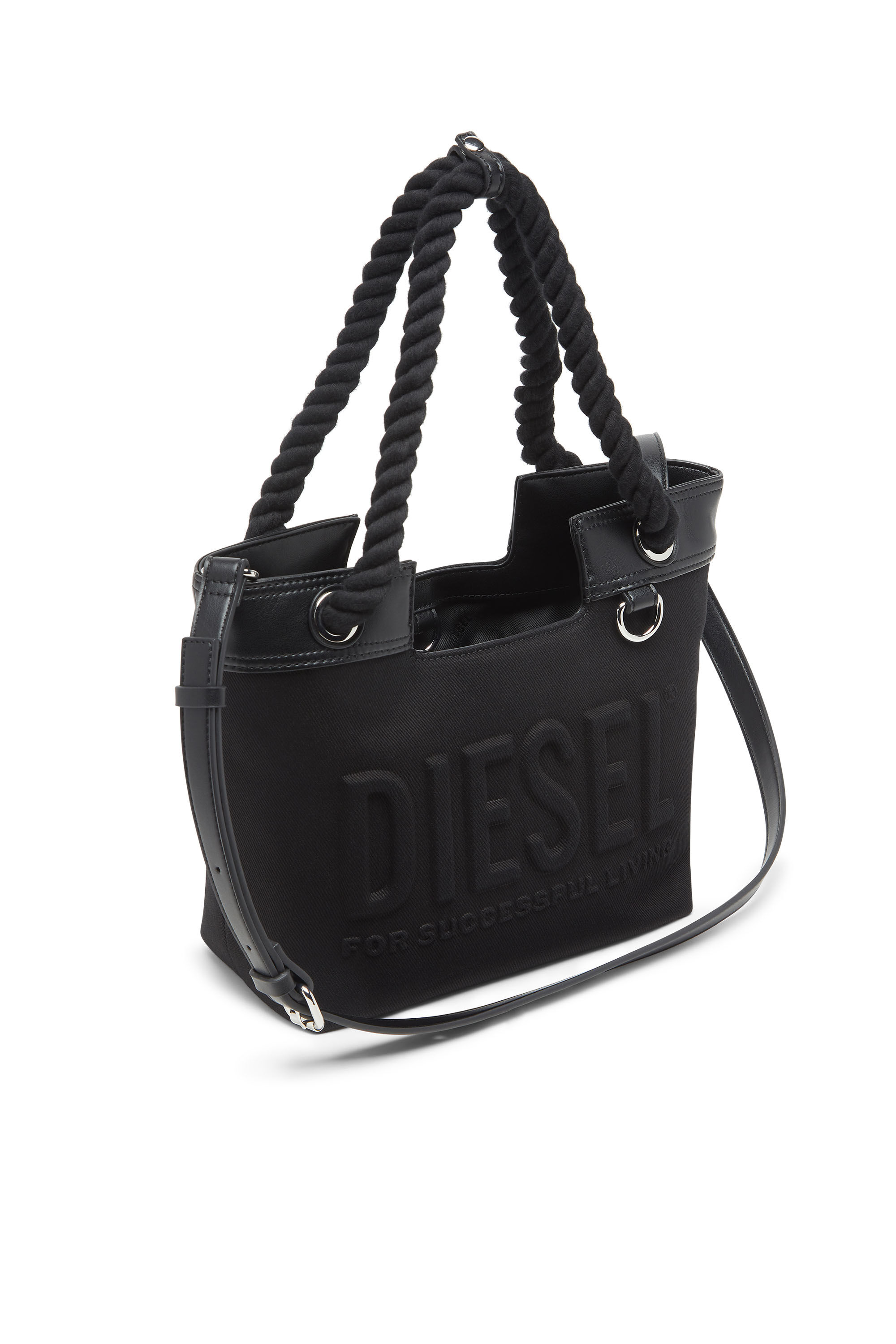 Diesel - DSL 3D SHOPPER XS, Female's Dsl 3D-Small shopping bag in Cordura fabric in ブラック - 5