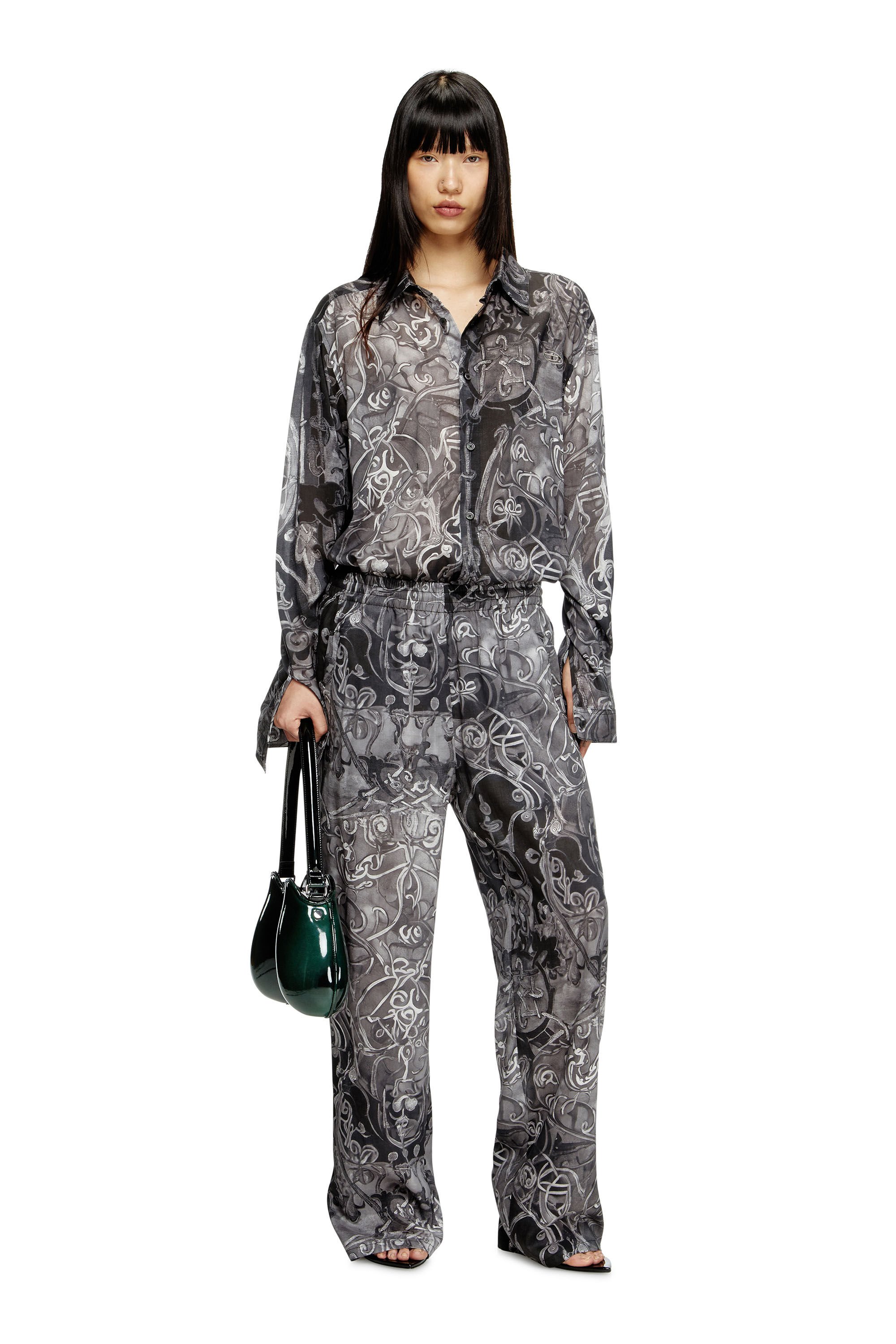 Diesel - P-THECK-A-AJFW, Unisex's Track pants with medieval print in ブラック - 6