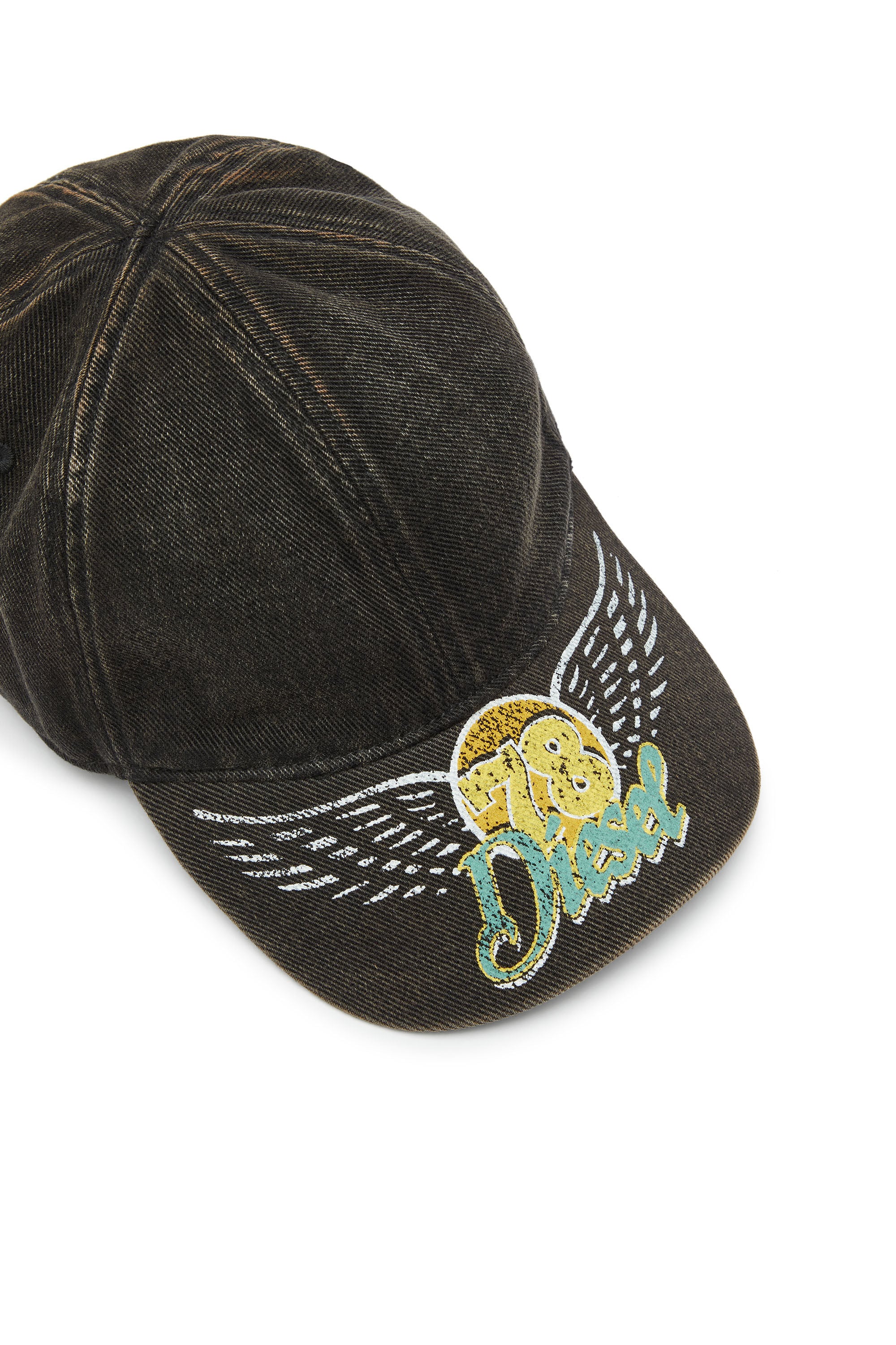 C-ZANZY Baseball cap in treated denim｜ブラック｜メンズ｜DIESEL