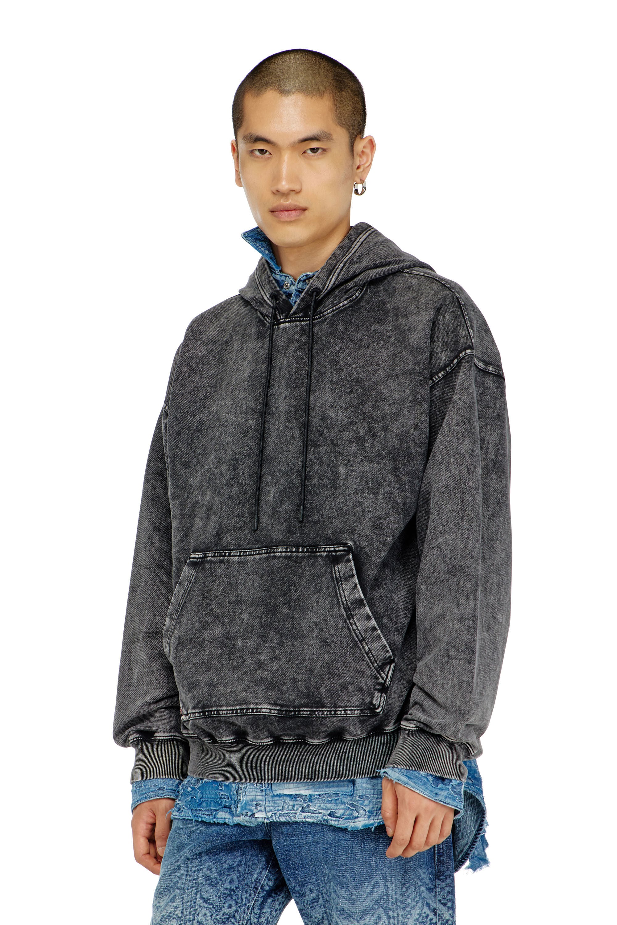Diesel - S-BOXT-HOOD-TUK, Male's プルオーバーパーカー in ダークグレー - 3