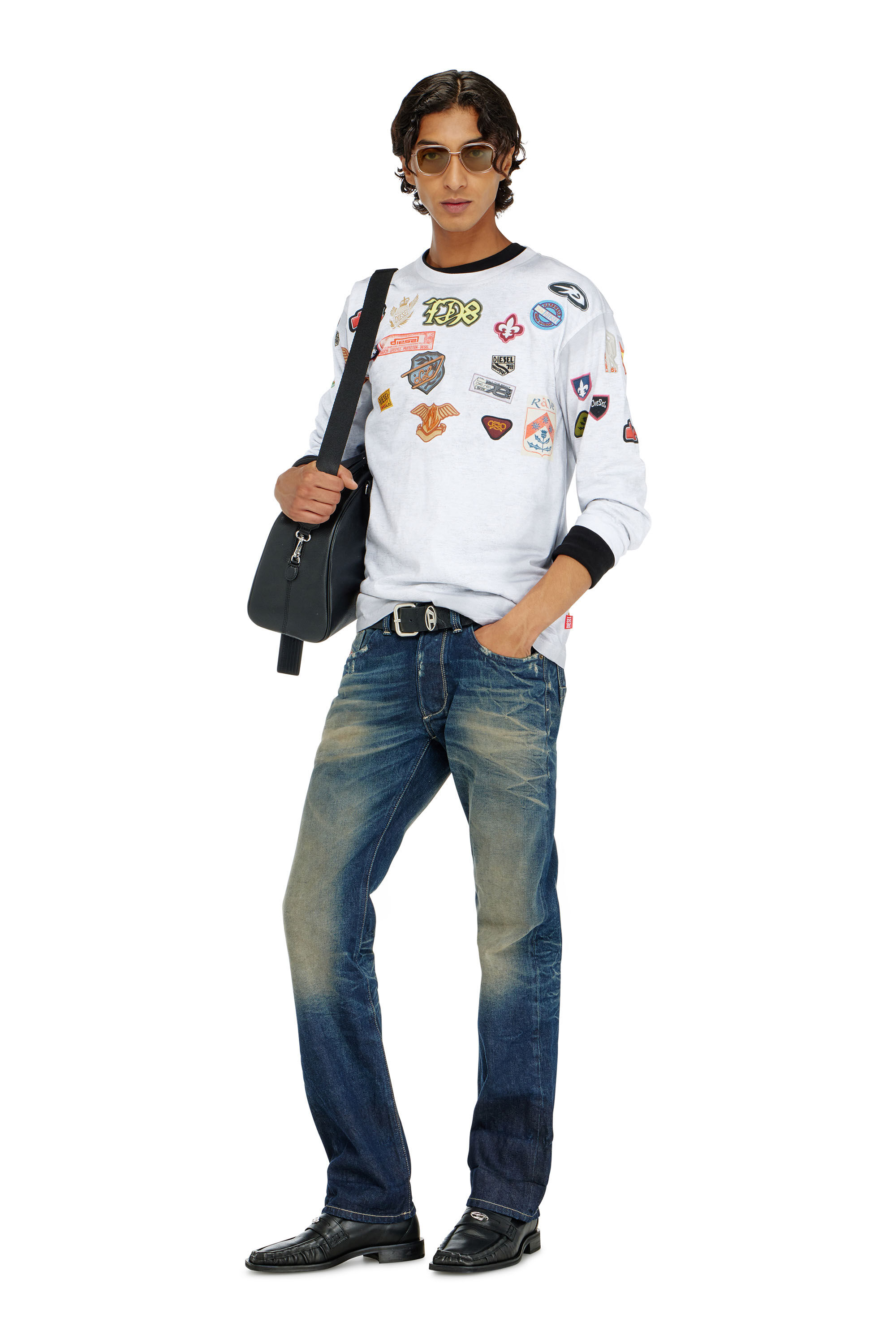 Diesel - T-NORME-LS-PATCHES, Male's 長袖Tシャツ in ホワイト - 1