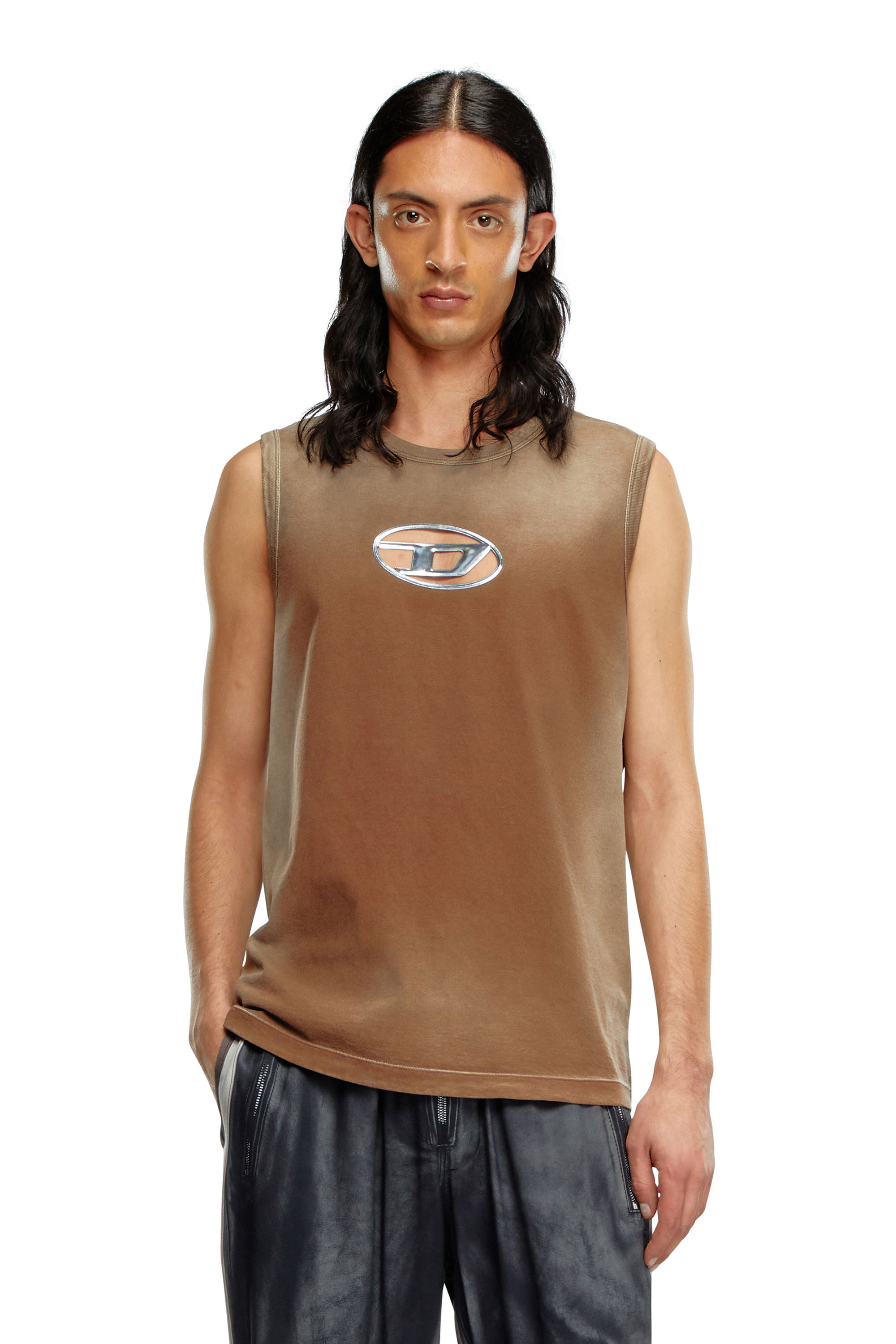 T-BRICO Faded tank top with puffy Oval D｜ブラウン｜メンズ｜DIESEL