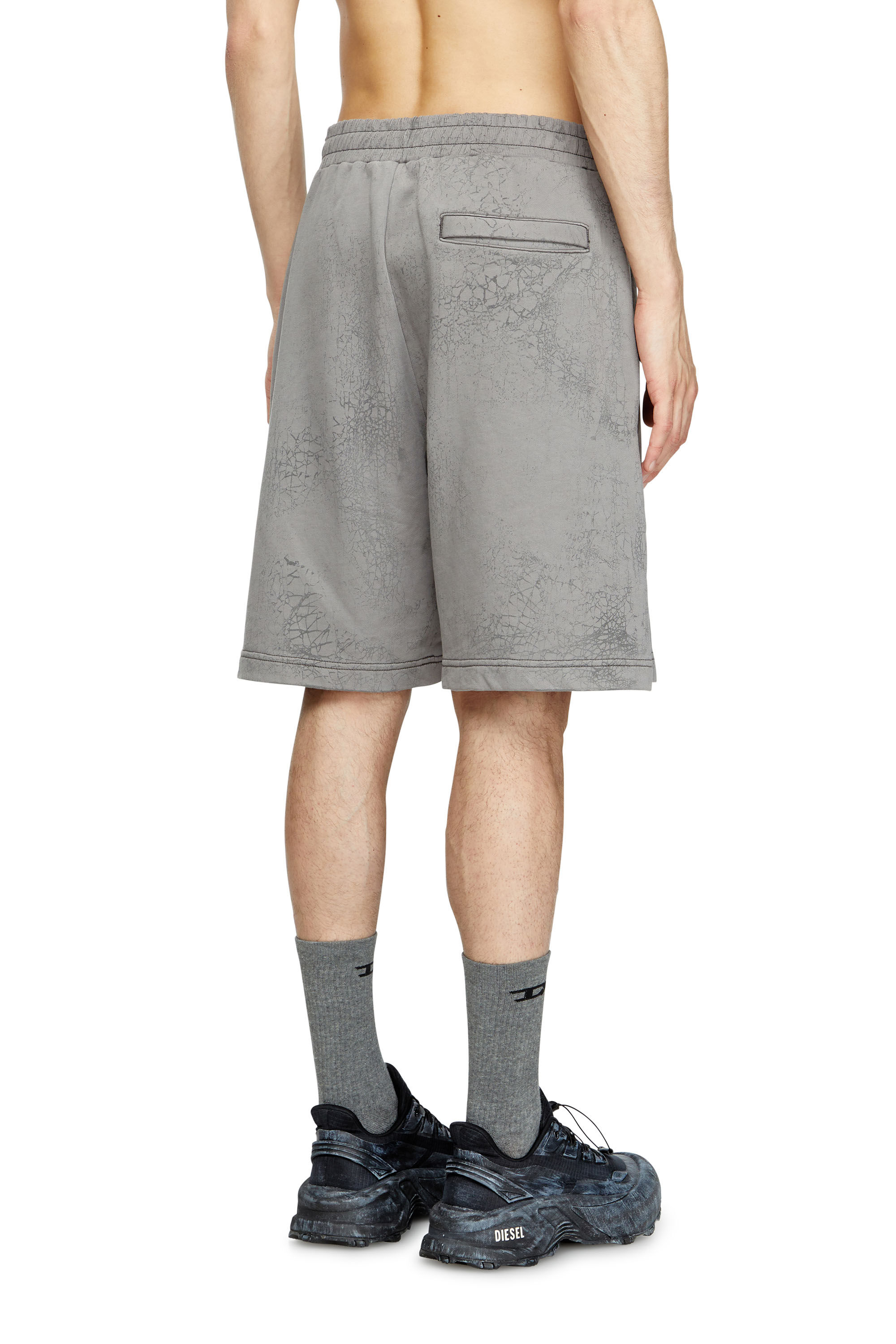 Diesel - P-CREW, Male's Shorts in waxed jersey in グレー - 4