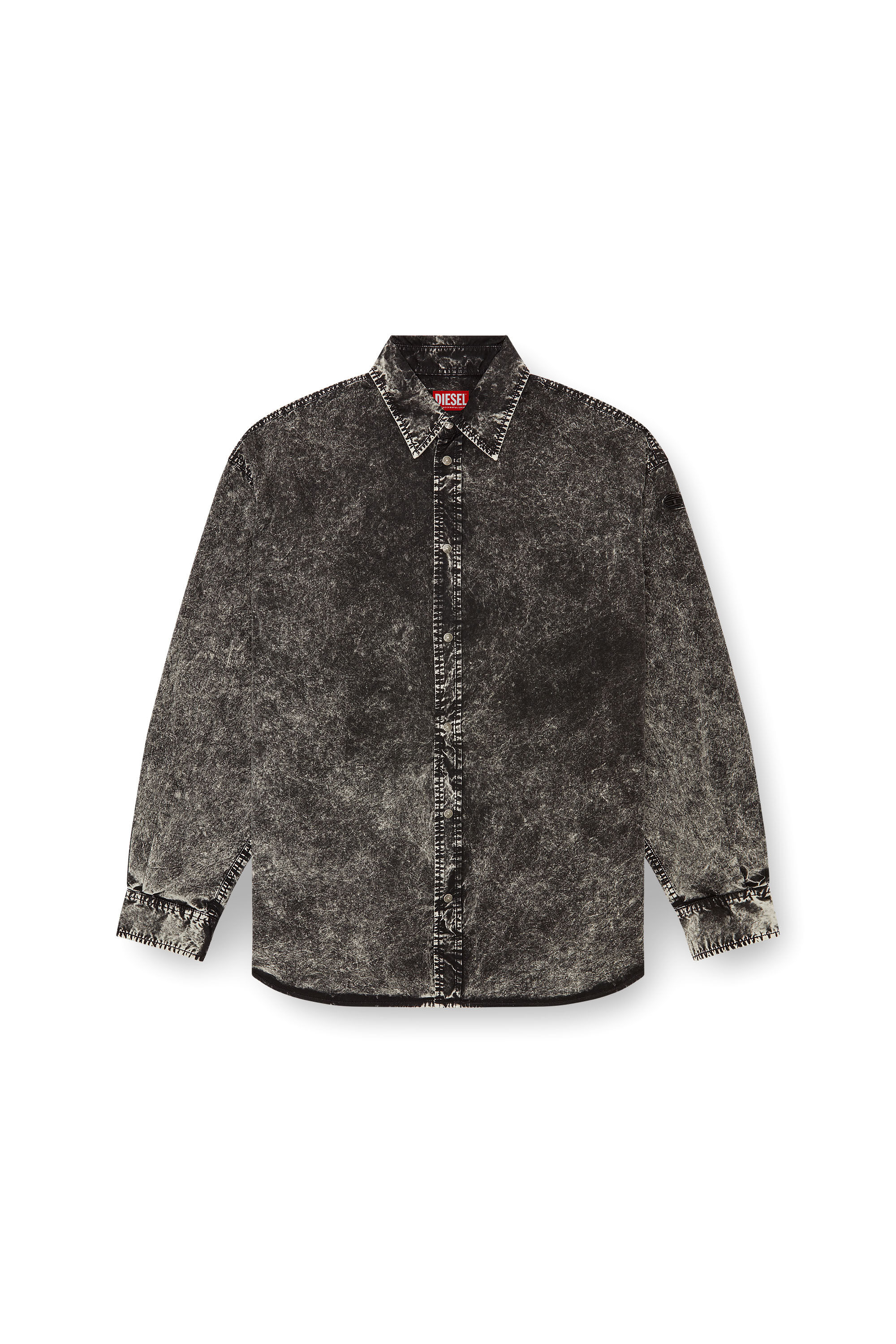 S-VEKEN Shirt in marbled cotton｜ブラック｜メンズ｜DIESEL