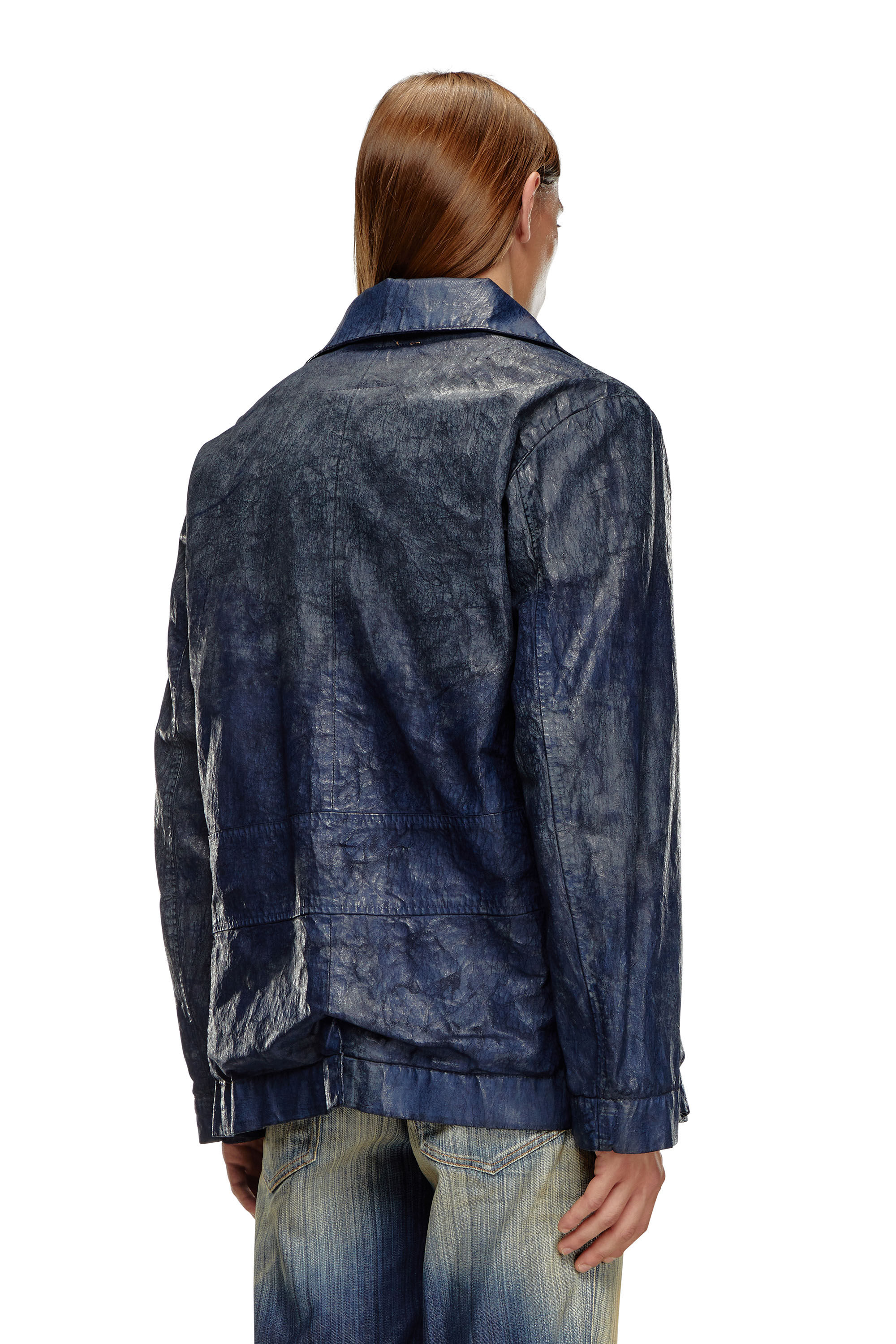 Diesel - D-BONDED-S, Male's Double-breasted jacket in coated denim in ダークブルー - 5