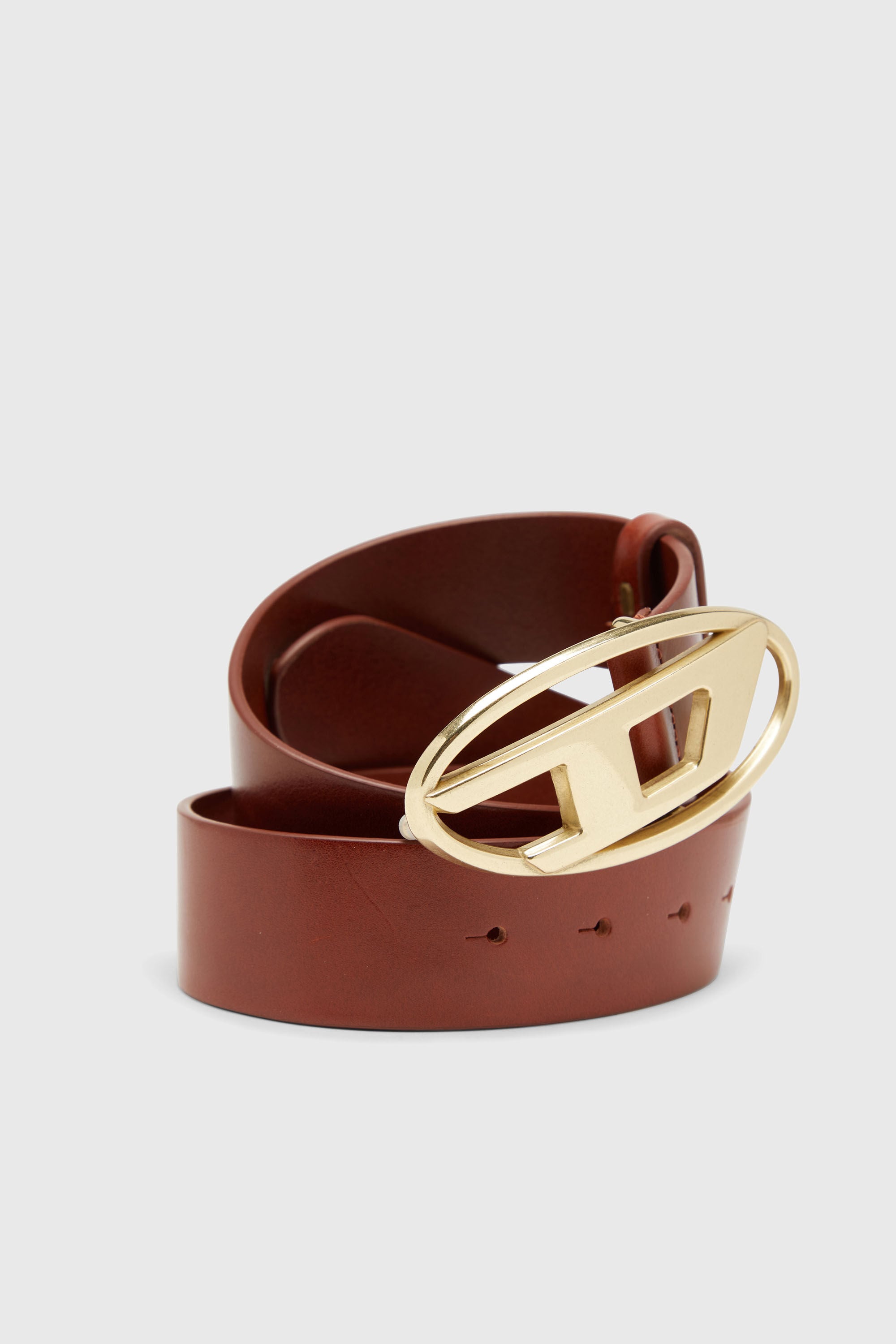 Diesel - B-1DR W, Unisex's レザーベルト in ブラウン/ゴールド - 3