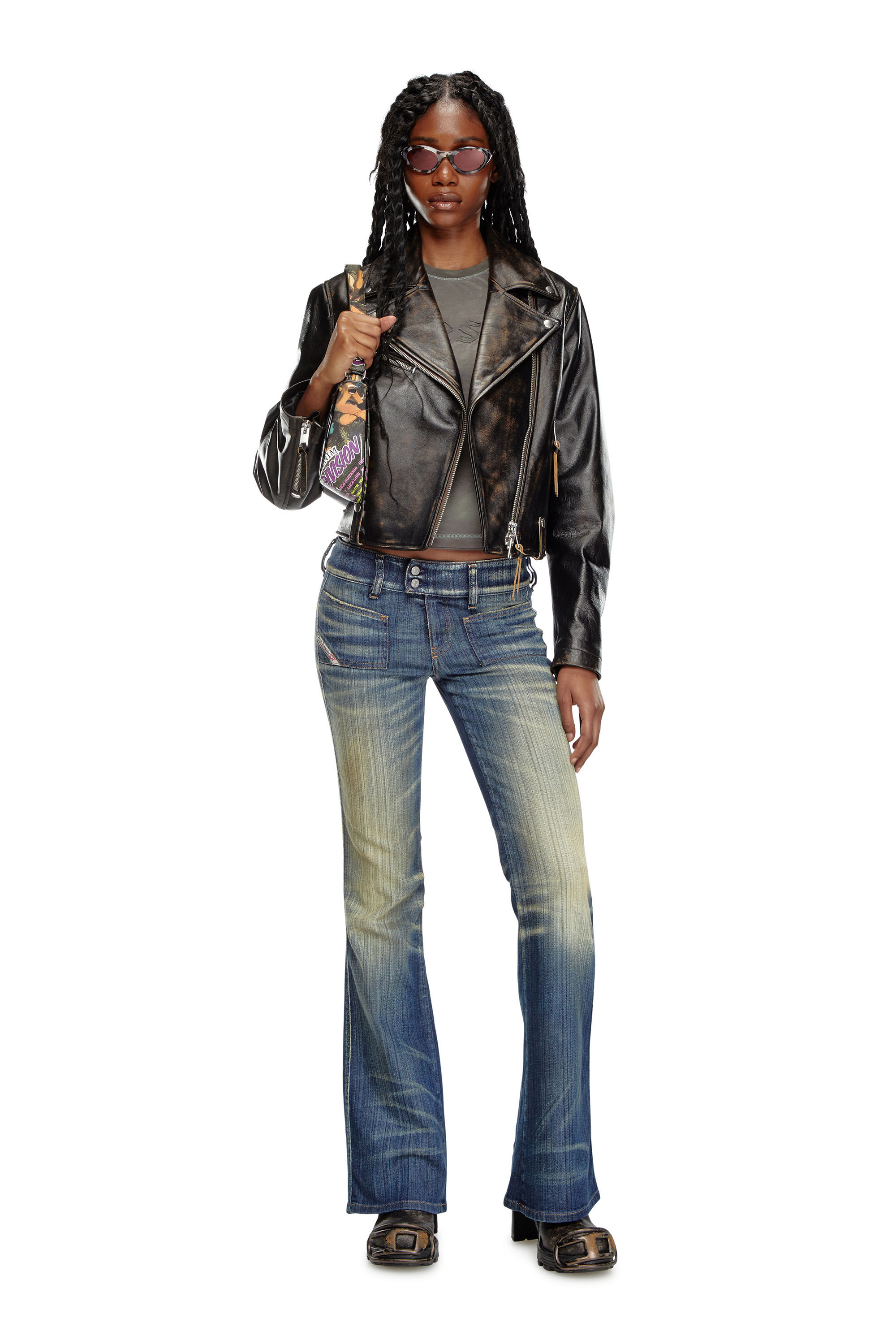 Diesel ウィメンズ ジャケット L-EDMEA-CL トリーテッド レザー Diesel ウィメンズ ジャケット L-EDMEA-CL トリーテッド レザー