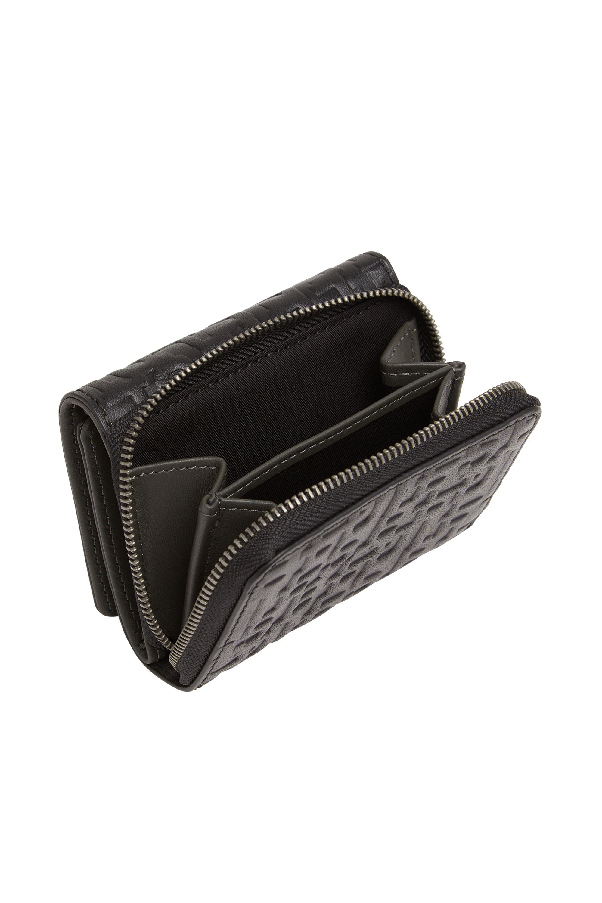 Diesel - TRI-FOLD COIN ZIP, Male's カウレザー 三つ折りウォレット in ブラック - 4