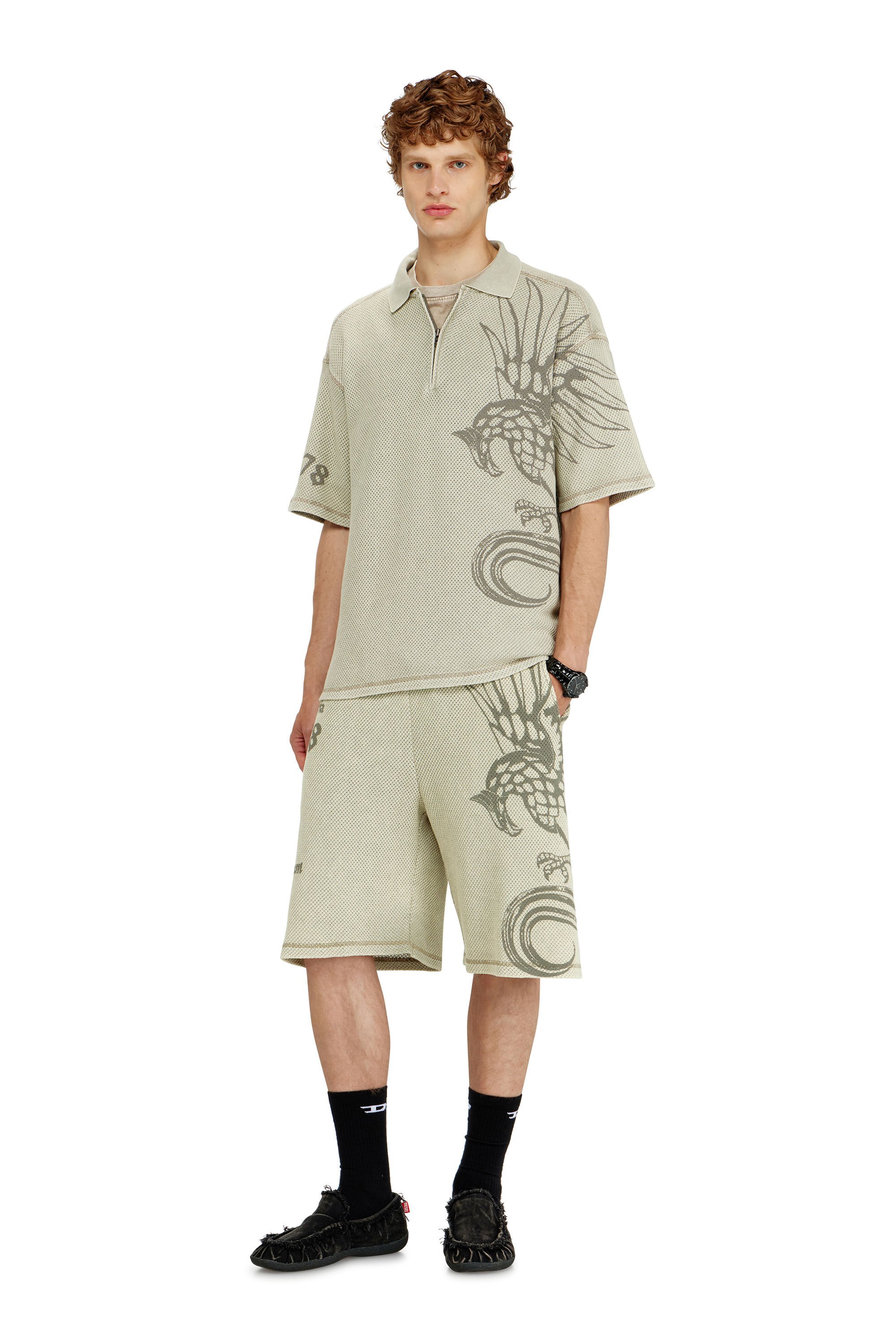 Diesel - T-ERRY-ZIP, Male's ポロシャツ in ベージュ - 1
