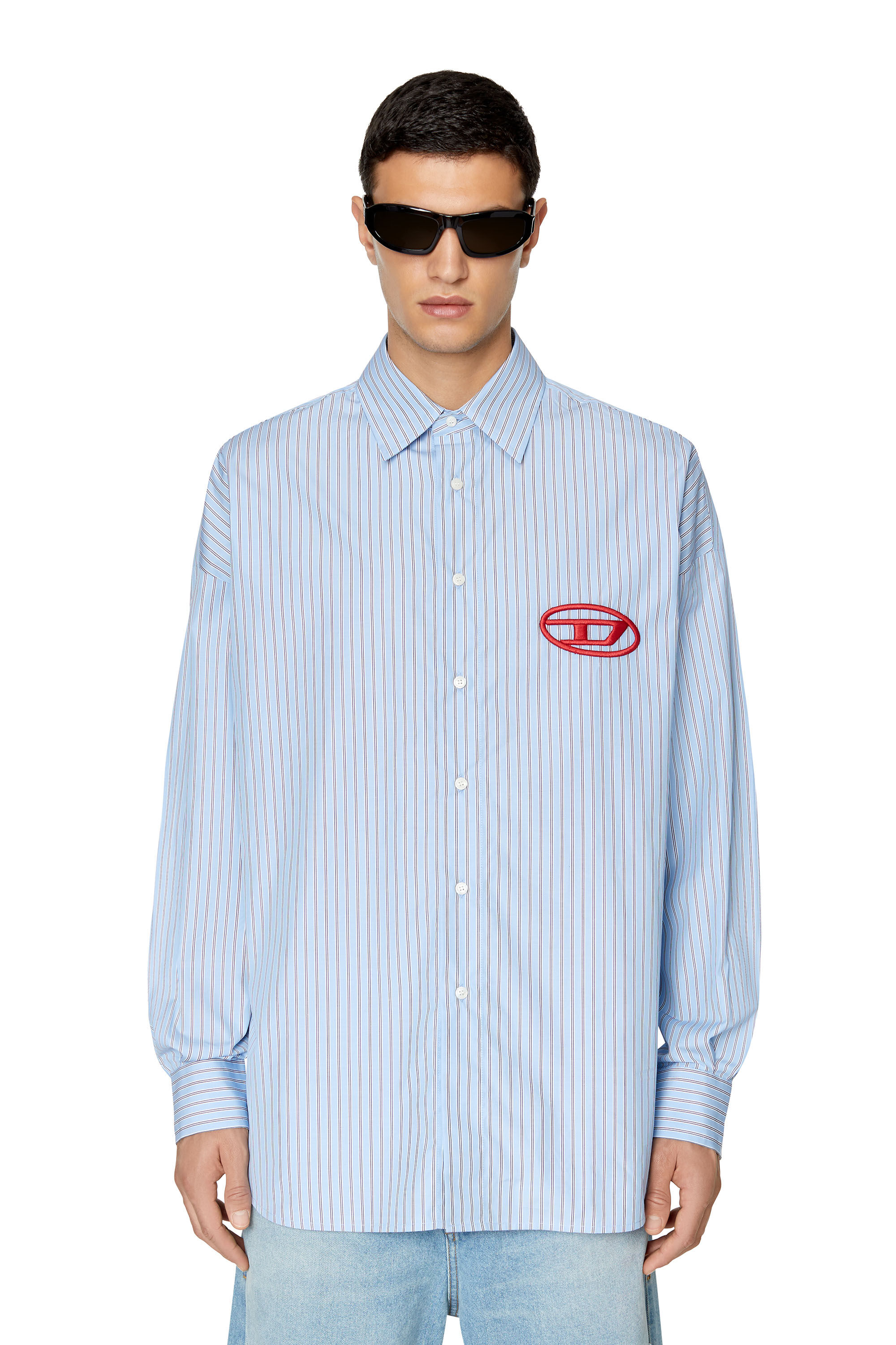 Diesel - S-DOUBLY-STRIPE-NW, Male's ストライプ シャツ in ライトブルー - 3