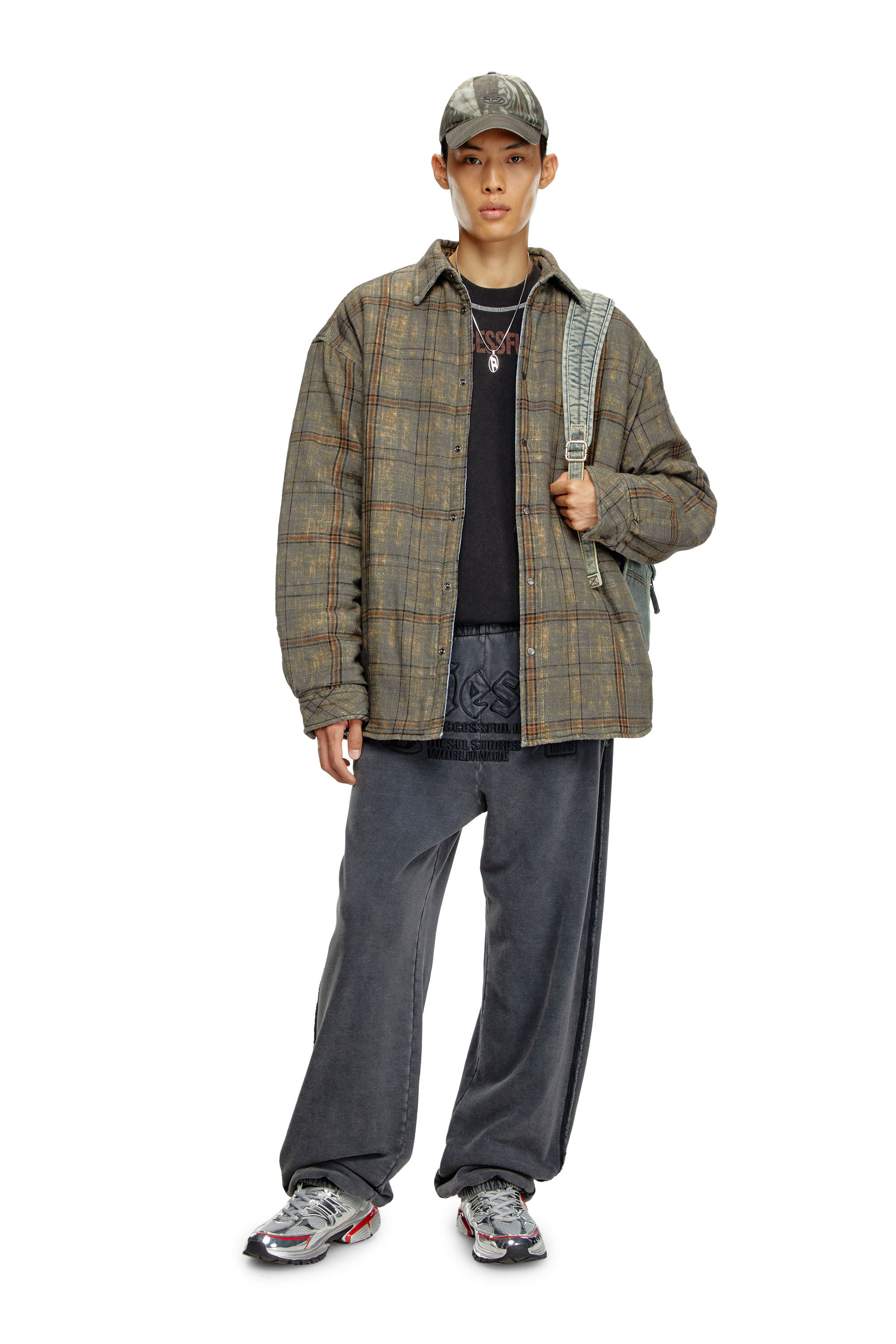 S-HAMME Padded jacket in checked slub cotton｜マルチカラー｜メンズ｜DIESEL