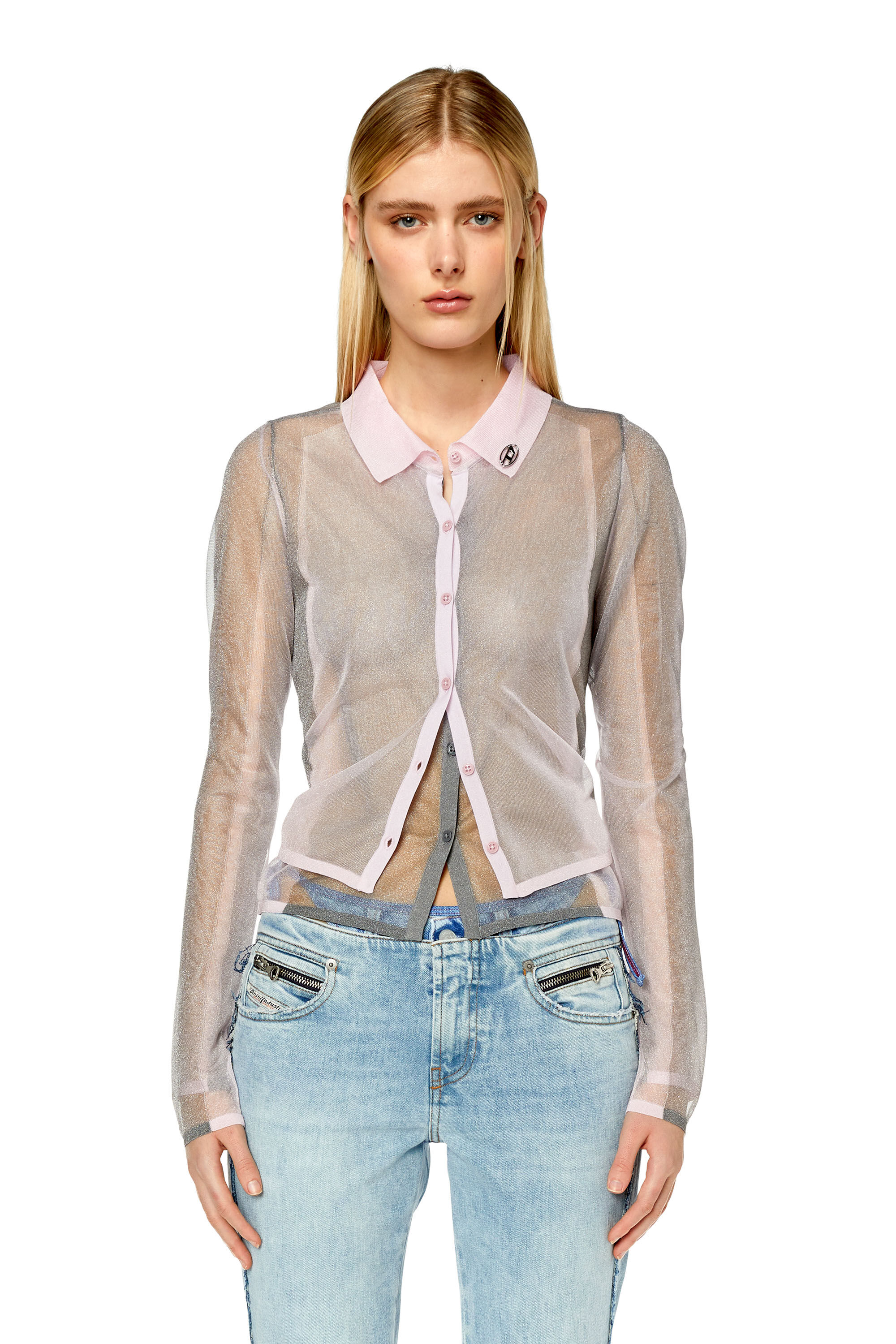 Diesel - M-IRIANY, Female's 長袖 ニット シャツ レイヤード in フェースパウダー - 3