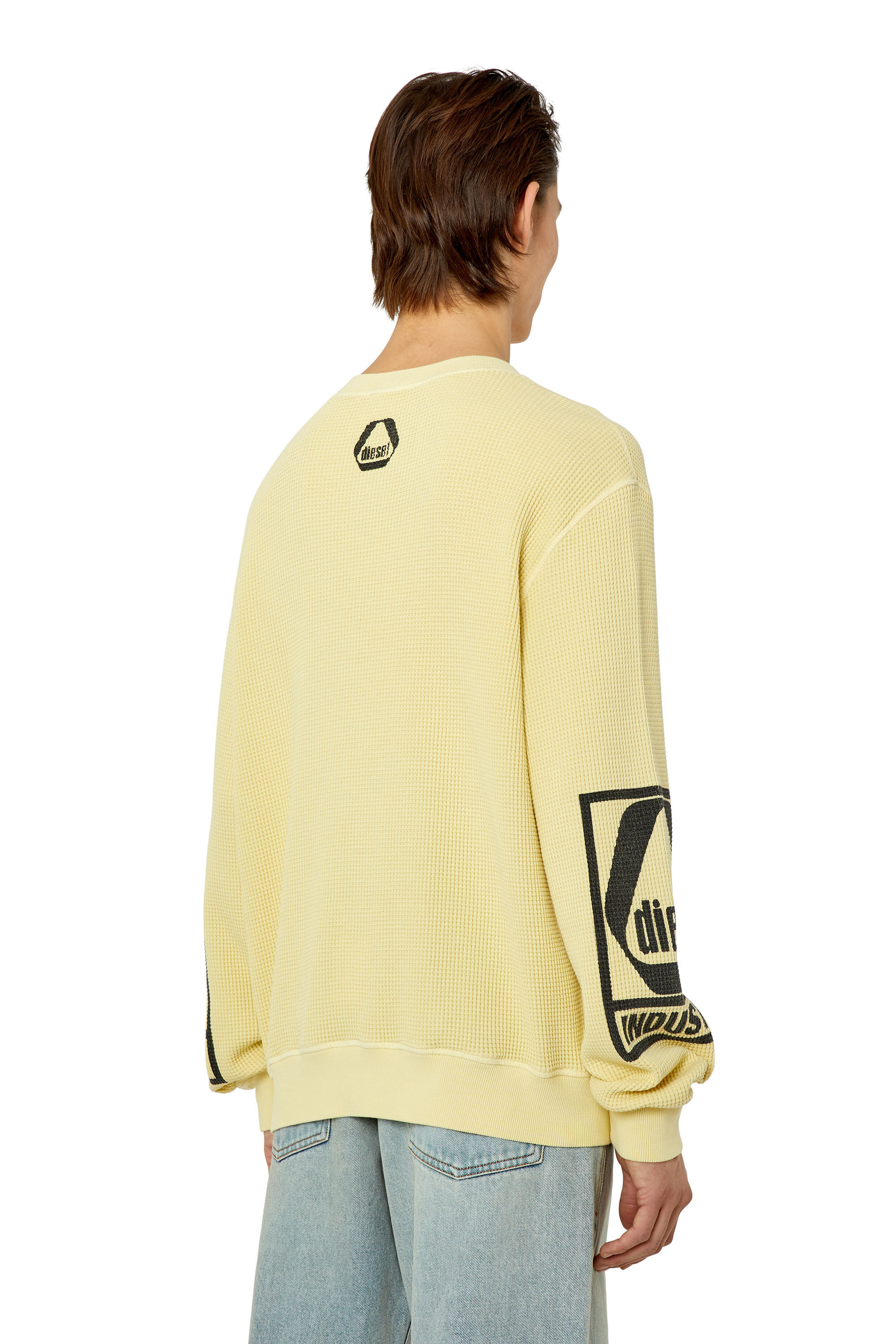 Diesel - S-GINAFFLE, Male's スウェット バックプリント レギュラーフィット in Yellow - 5