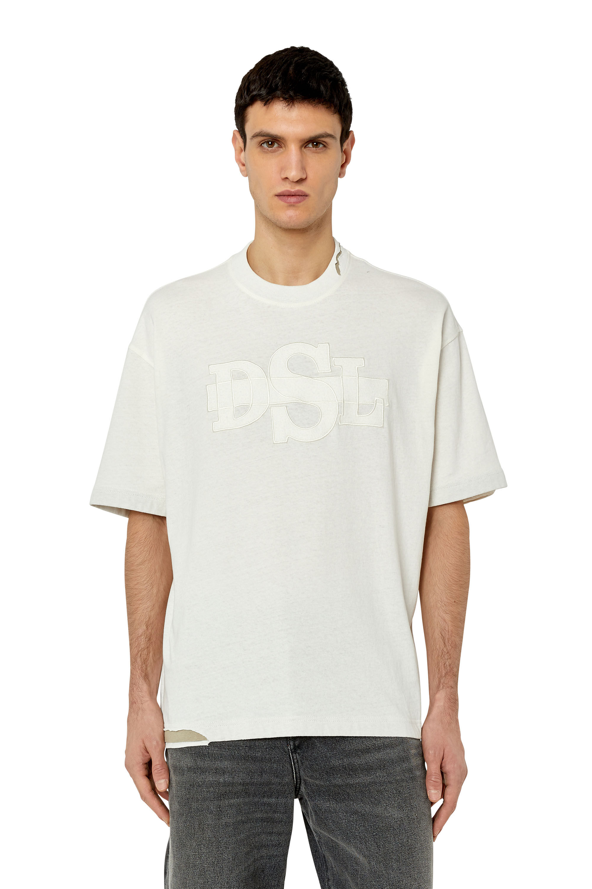 Diesel - T-WASHROT, Male's Tシャツ パッチデザイン in ホワイト - 3