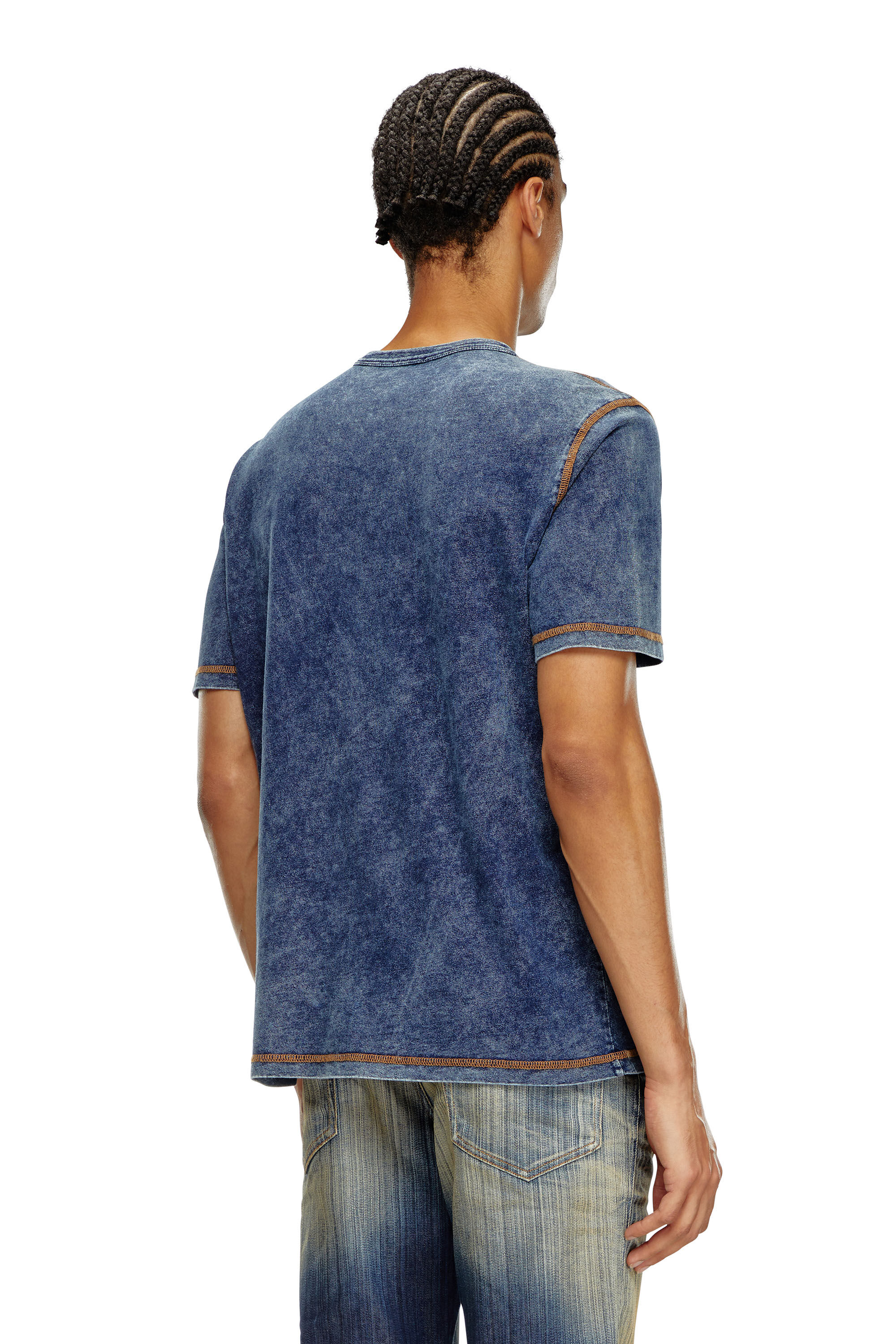 T-ADJUST-Q12 T-shirt with denim effect｜ブルー｜メンズ｜DIESEL