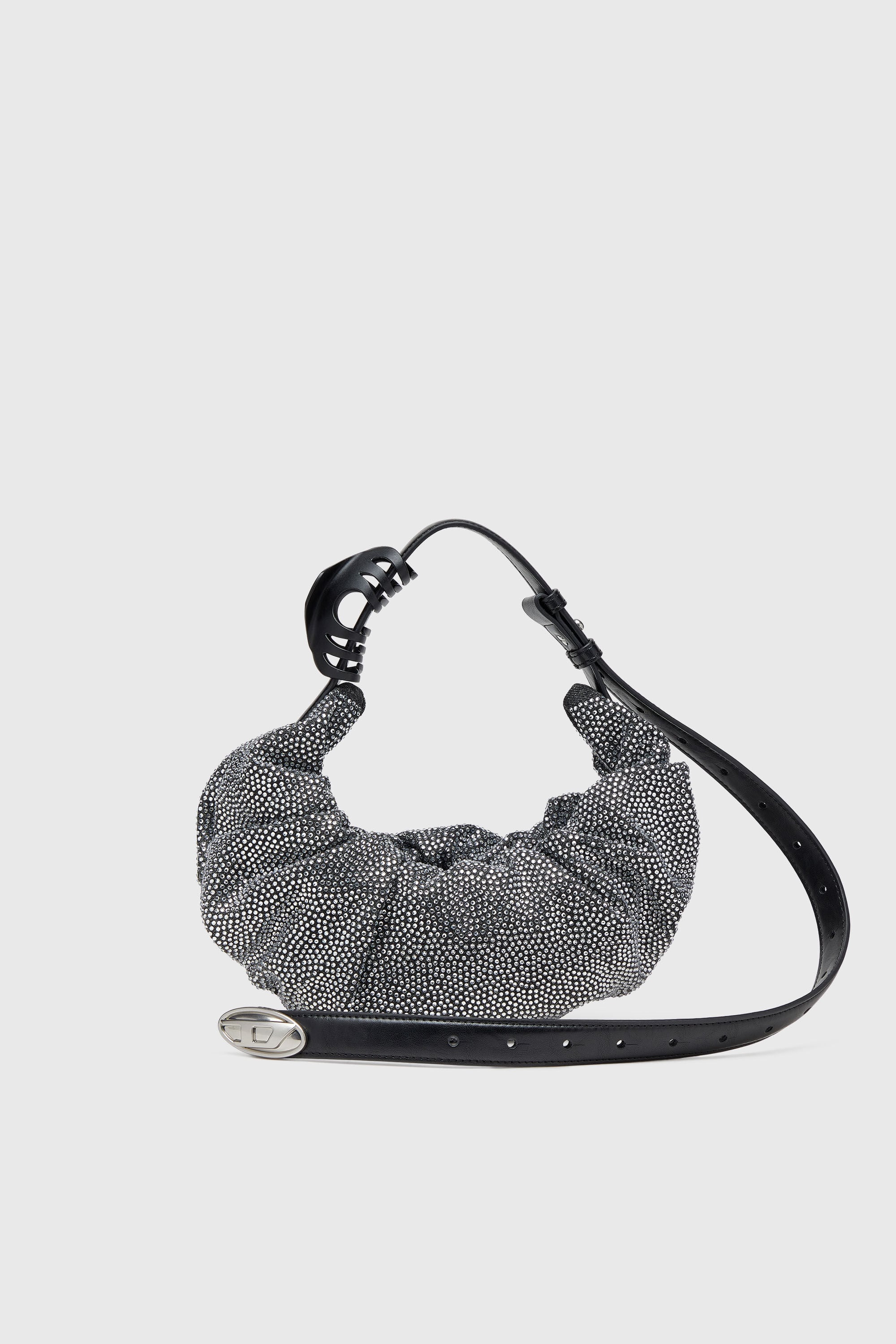 Diesel - GRAB-D HOBO S, Female's Grab-D S-Small scrunched hobo bag in crystal denim in ブラック - 2