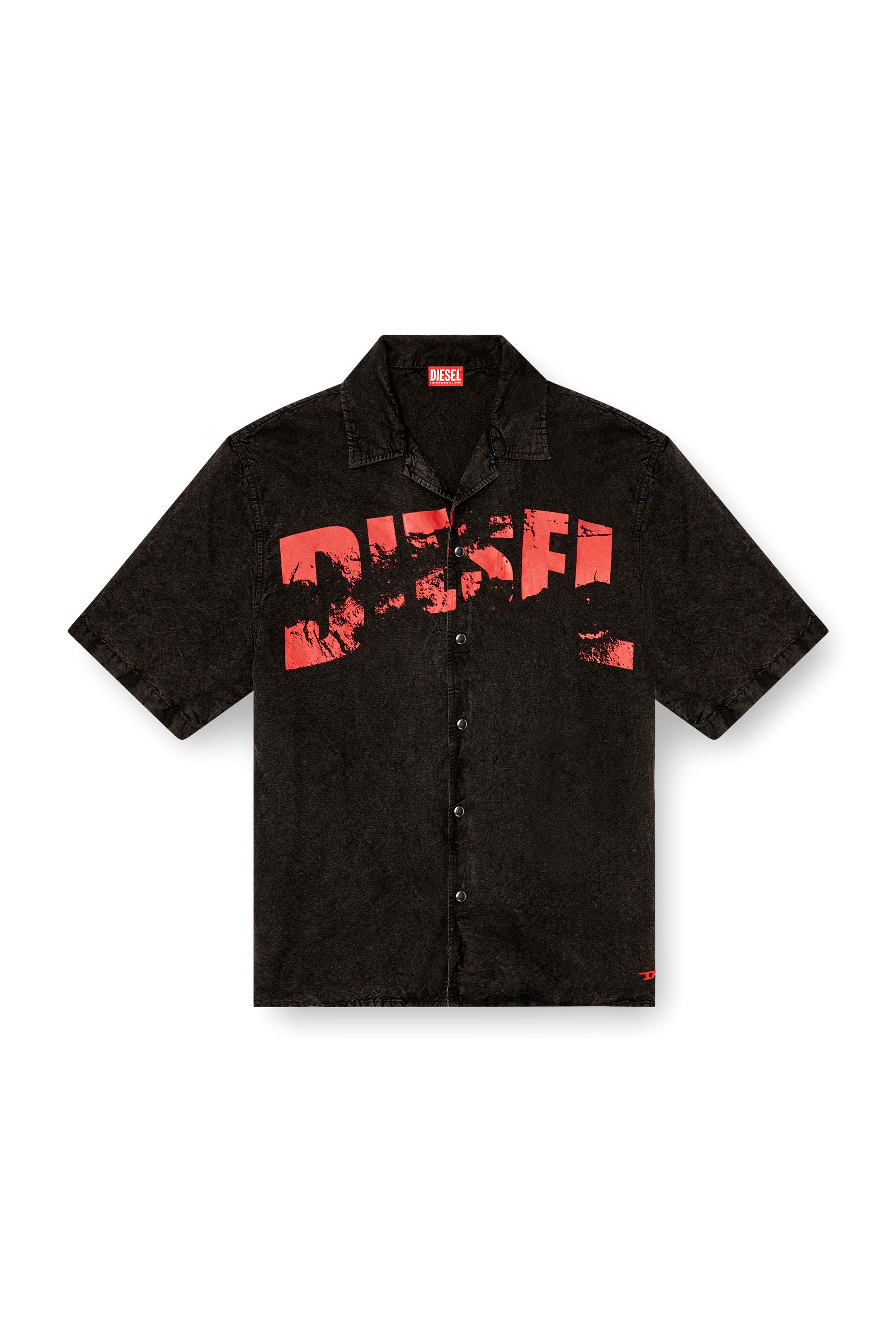 Diesel - CHARLES-D-POP, Male's Beach shirt in linen blend in ブラック - 4