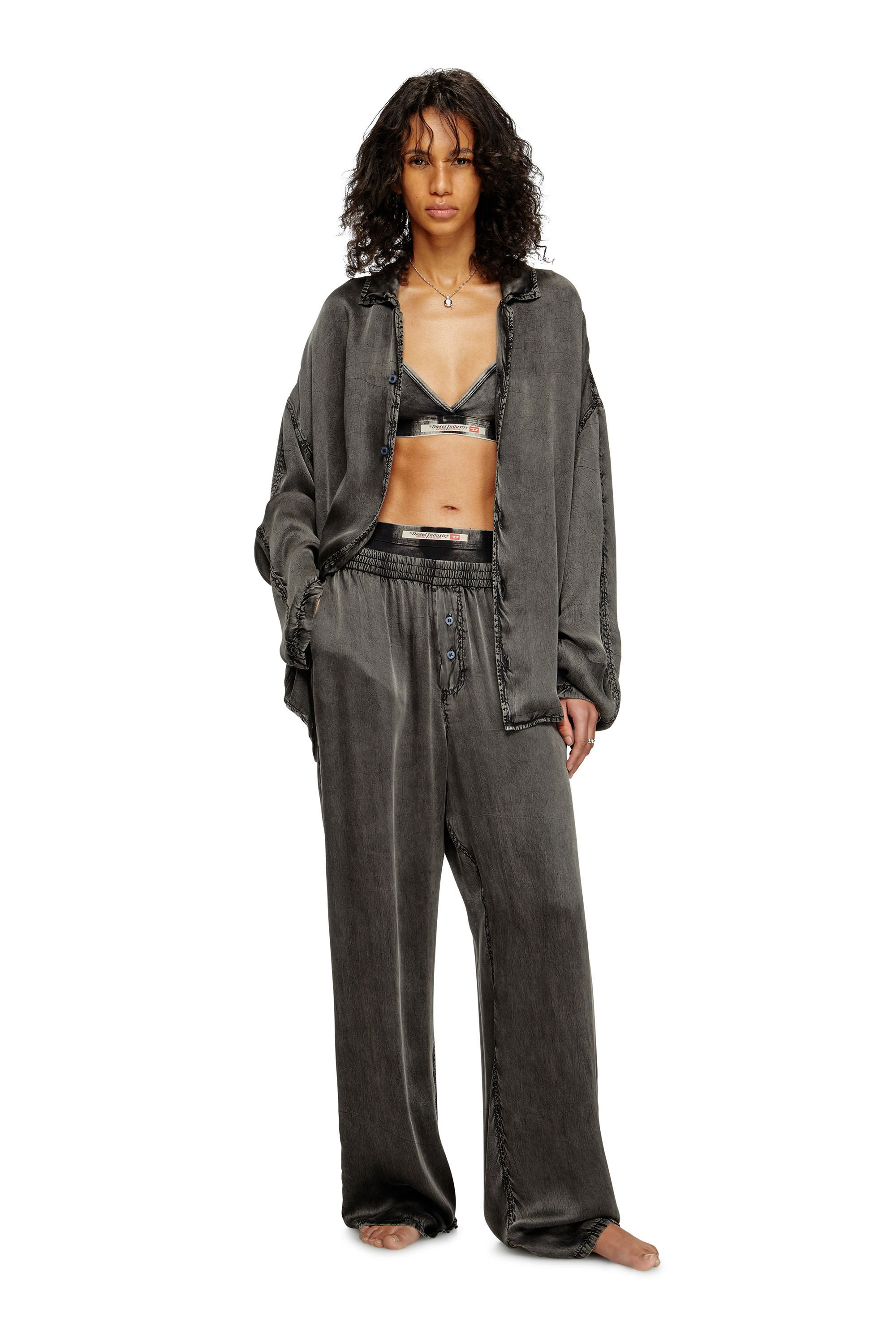 Diesel - SET-KEITH-DNM, Unisex's Fluid pyjamas with denim effect in ブラック - 1
