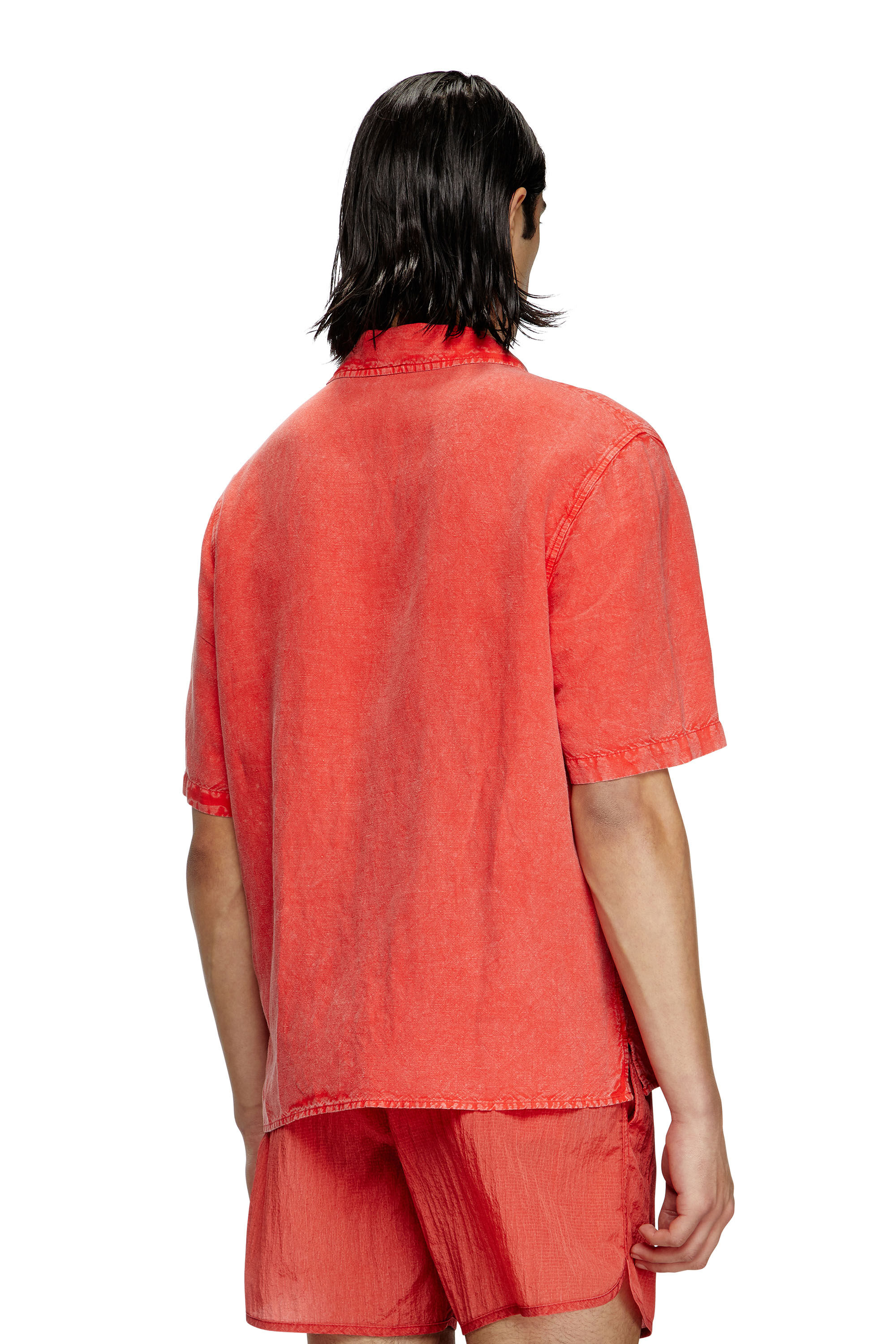 Diesel - CHARLES-D-POP, Male's Beach shirt in linen blend in レッド - 3