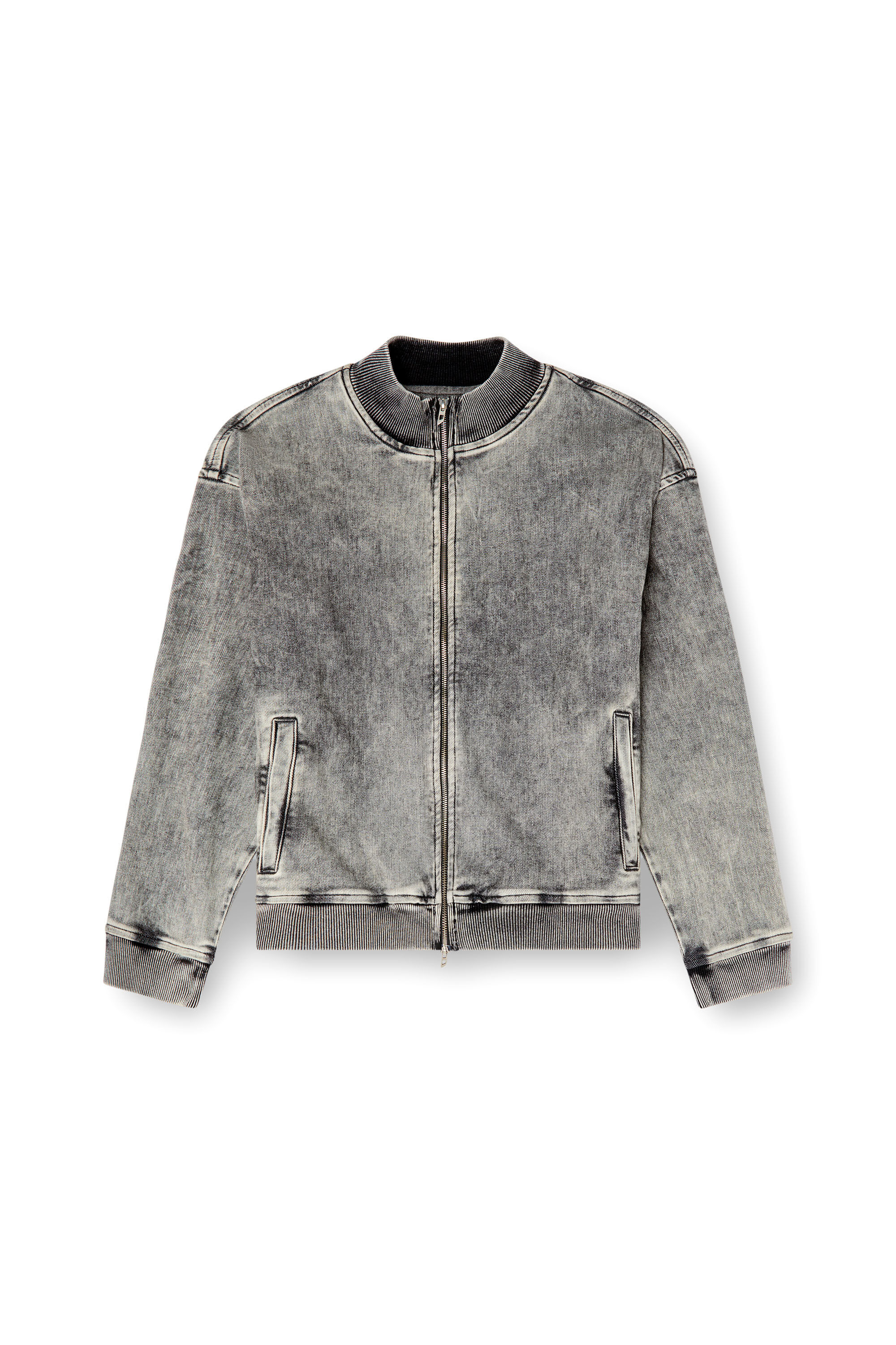 Diesel - D-CARLY-S TRACK, Unisex's Track Denim zip-up sweater with Oval D in ダークグレー - 2