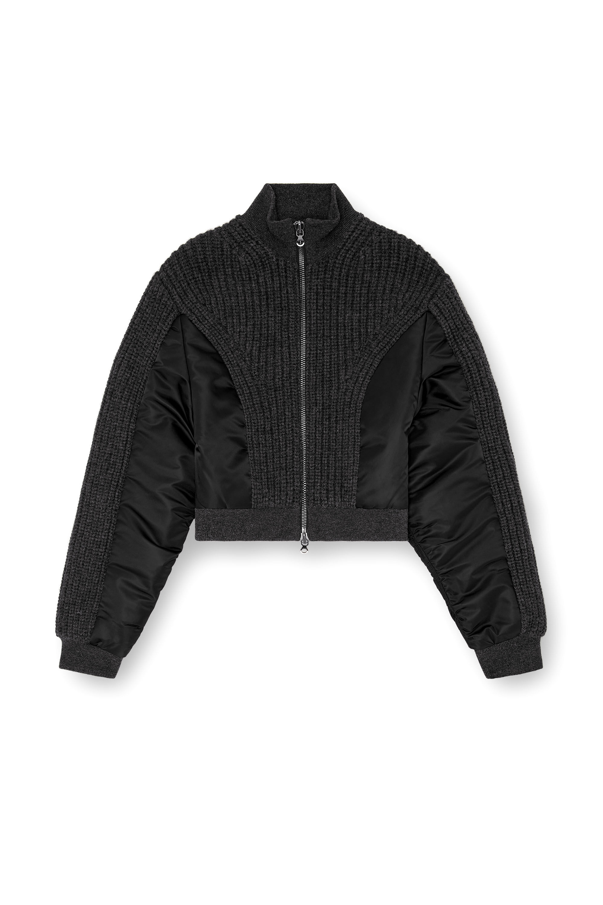M-ODENA Jacket in wool knit and padded nylon｜ブラック｜ウィメンズ｜DIESEL