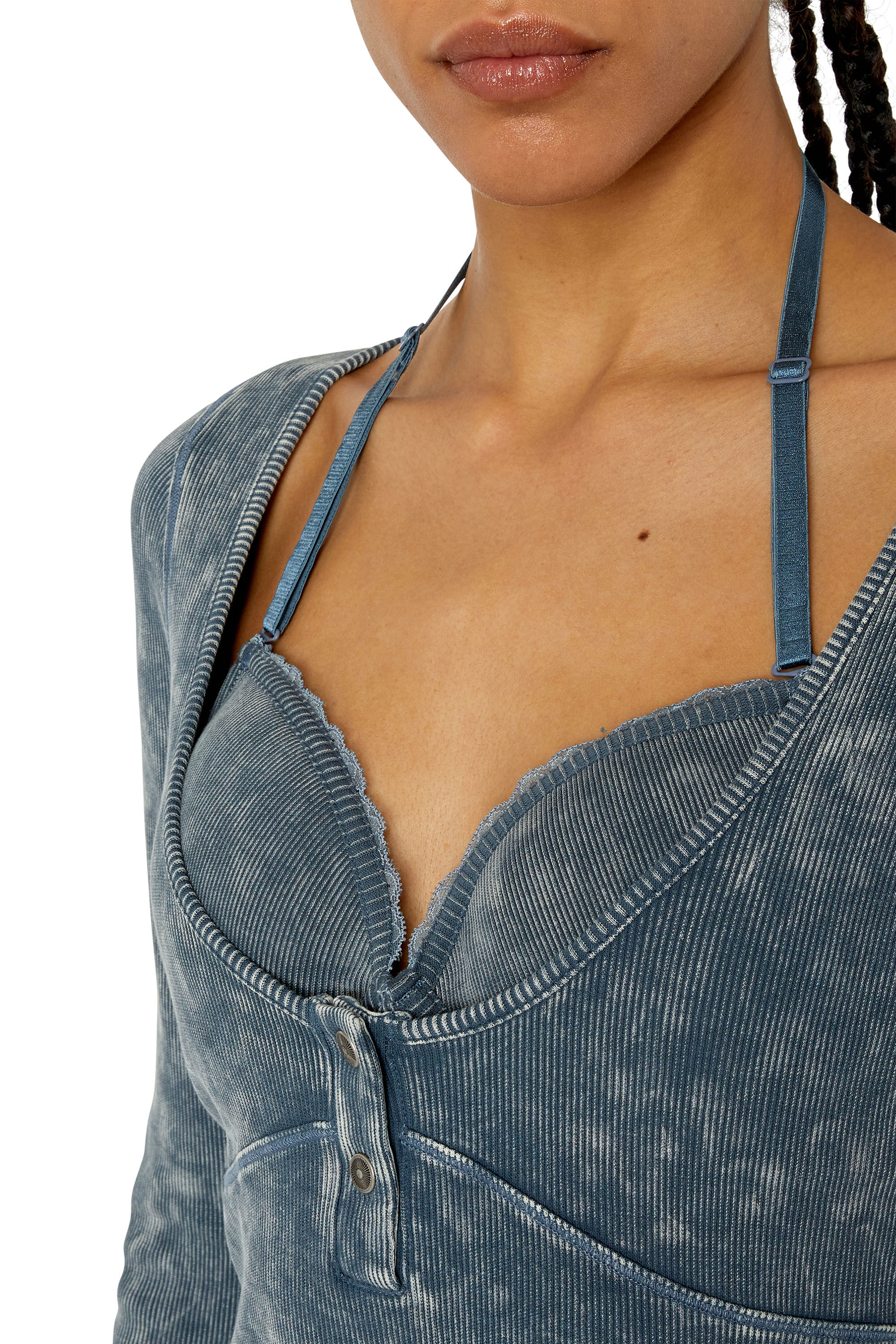 Diesel - D-BRANETTE, Female's 長袖 ミニドレス ブラトップ in ブルー - 4