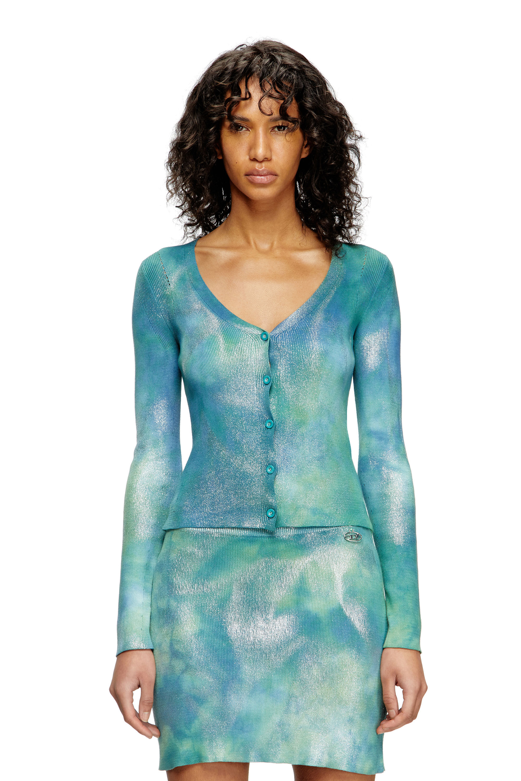 Diesel - M-ISOTTA, Female's Cardigan in metallic solarised knit in アジュール - 3