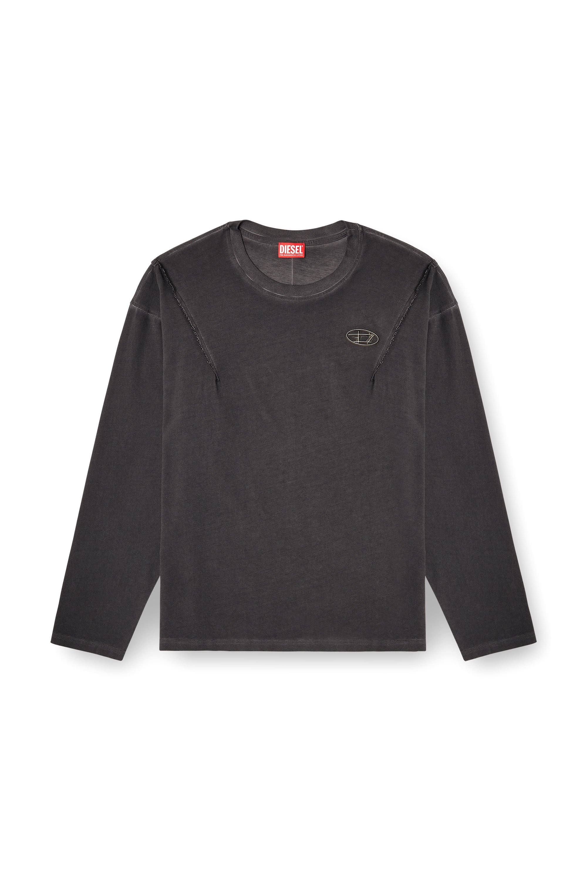 Diesel - T-THUG-T-SHIRT, Unisex's Long-sleeve T-shirt with faded effect in ダークグレー - 2