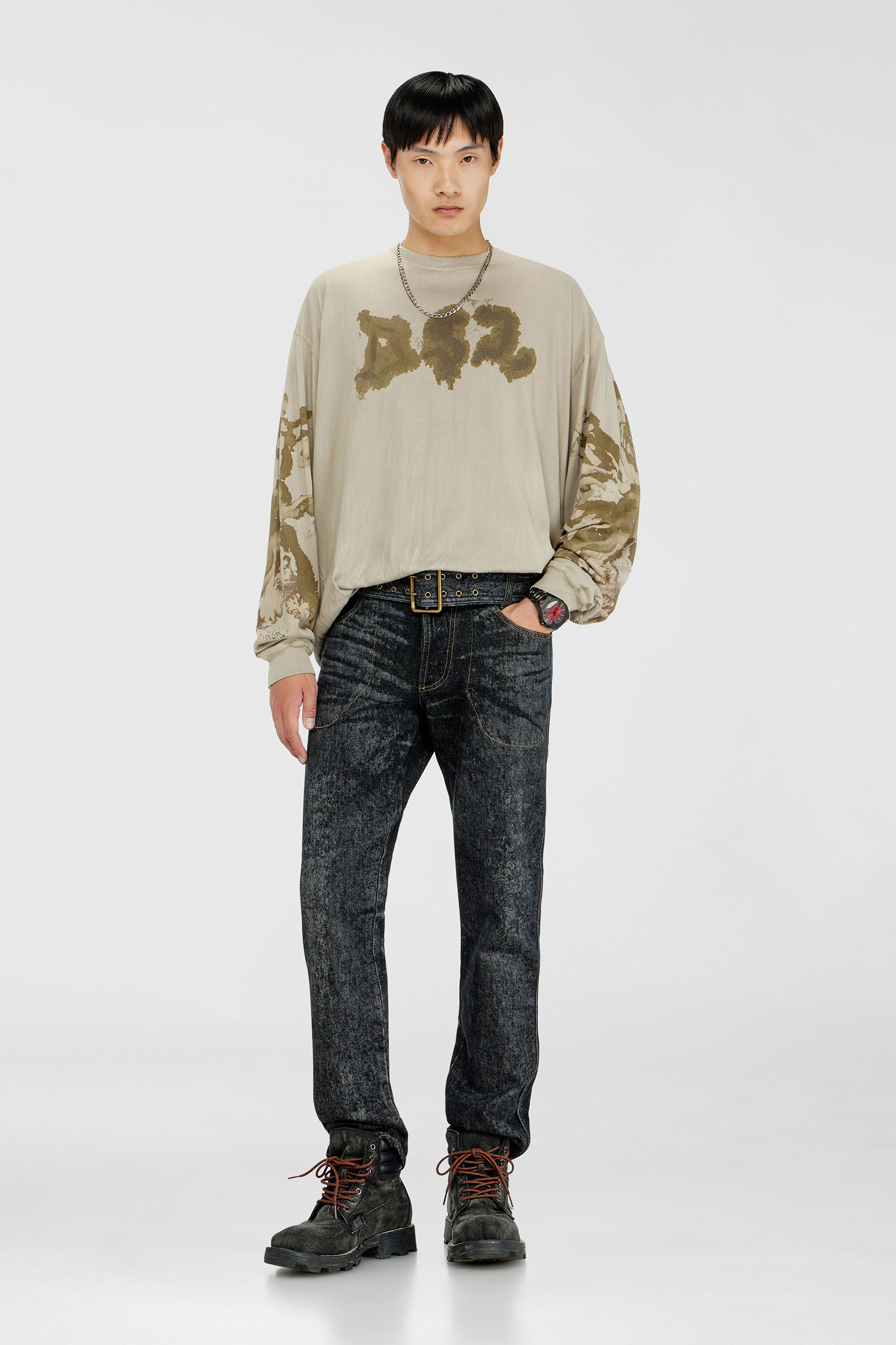 Diesel - T-BOXT-LS-AA4, Male's 長袖Tシャツ in ミリタリーグリーン - 1