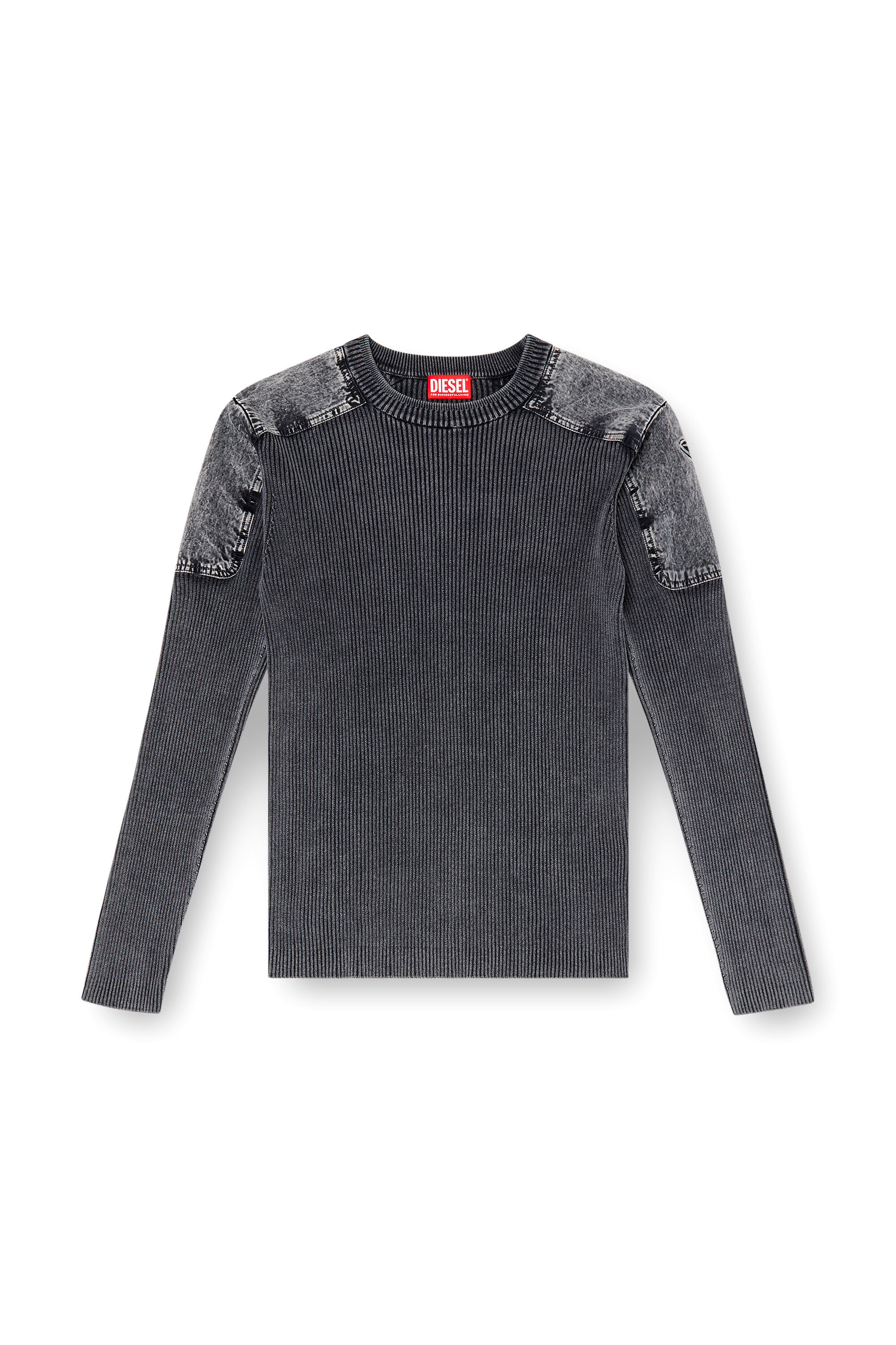 Diesel - K-MARTIN, Male's Jumper with contrast shoulder panels in ダークグレー - 2