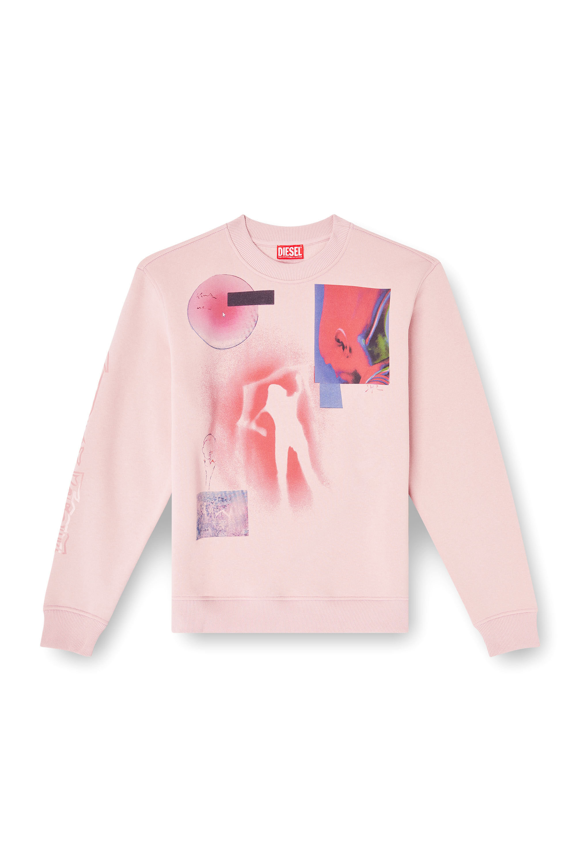Diesel - F-NORMY-S1, Female's プルオーバースウェット in ピンク / ホワイト - 2