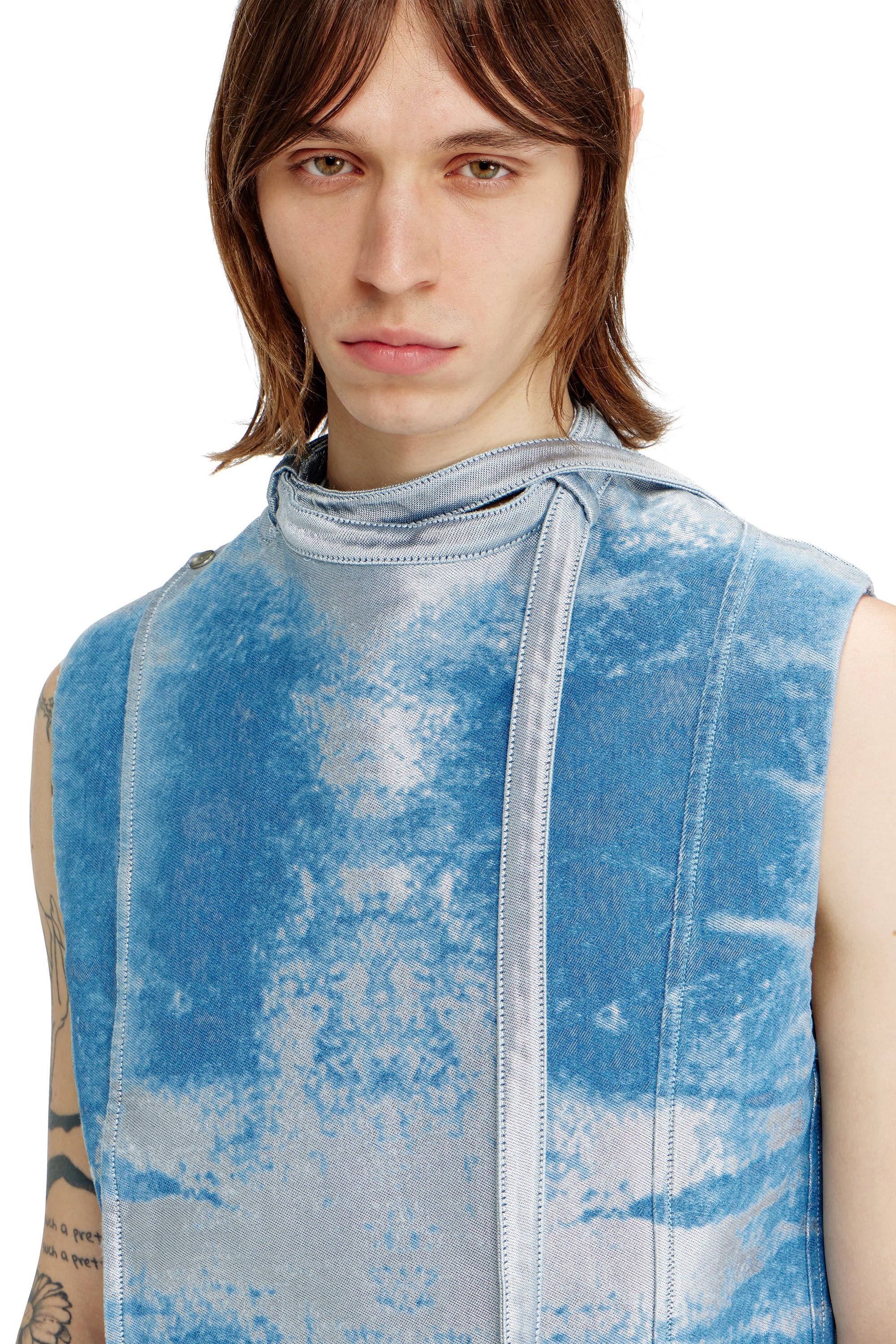 Diesel - D-LORMIL-FSI, Male's Sleeveless vest in coloured satin denim in null - 4