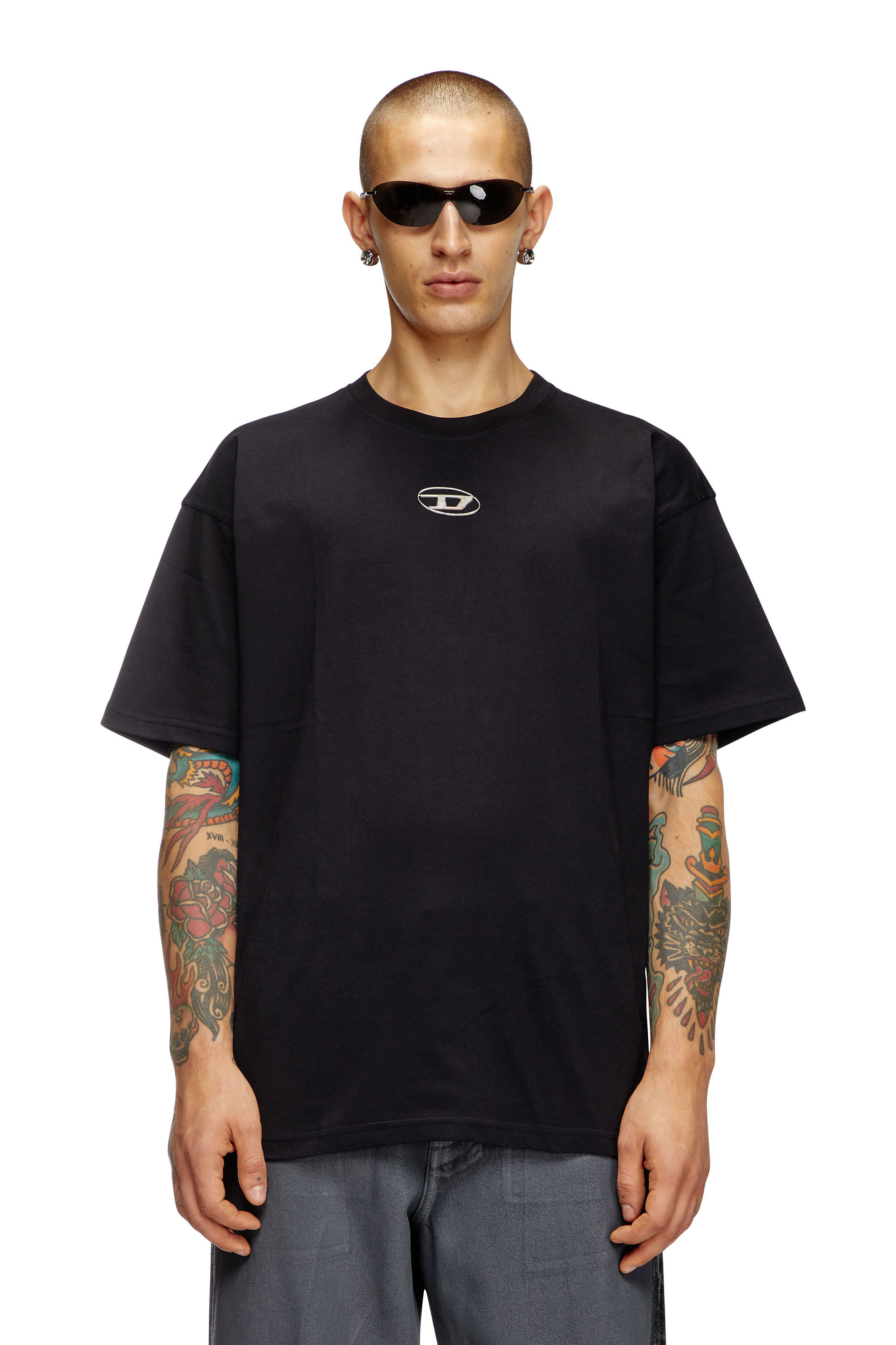 T-BOXT-S5 Crew neck T-shirt with Oval D logo｜ブラック｜メンズ｜DIESEL