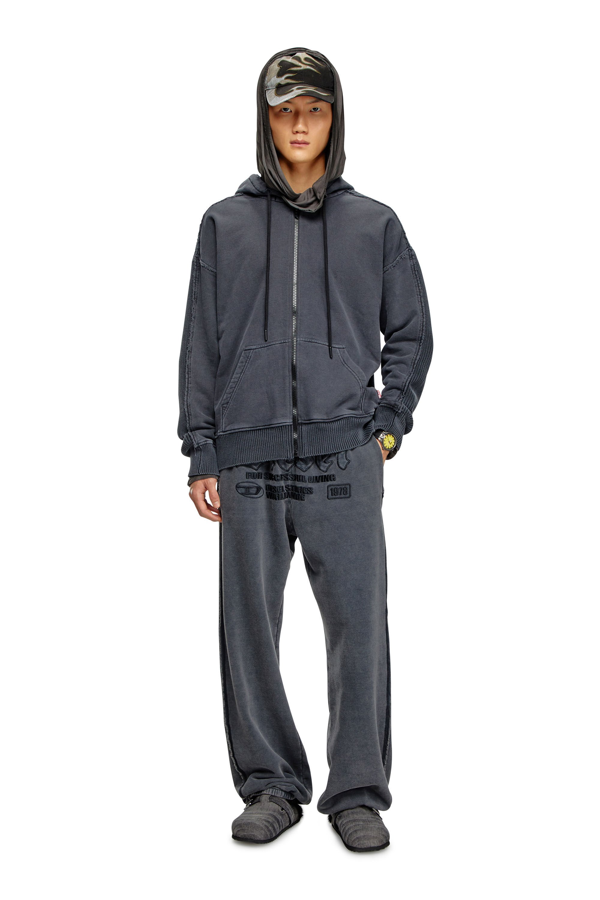 Diesel - K-OBERTO, Male's Hybrid jersey and knit hoodie in ダークグレー - 1