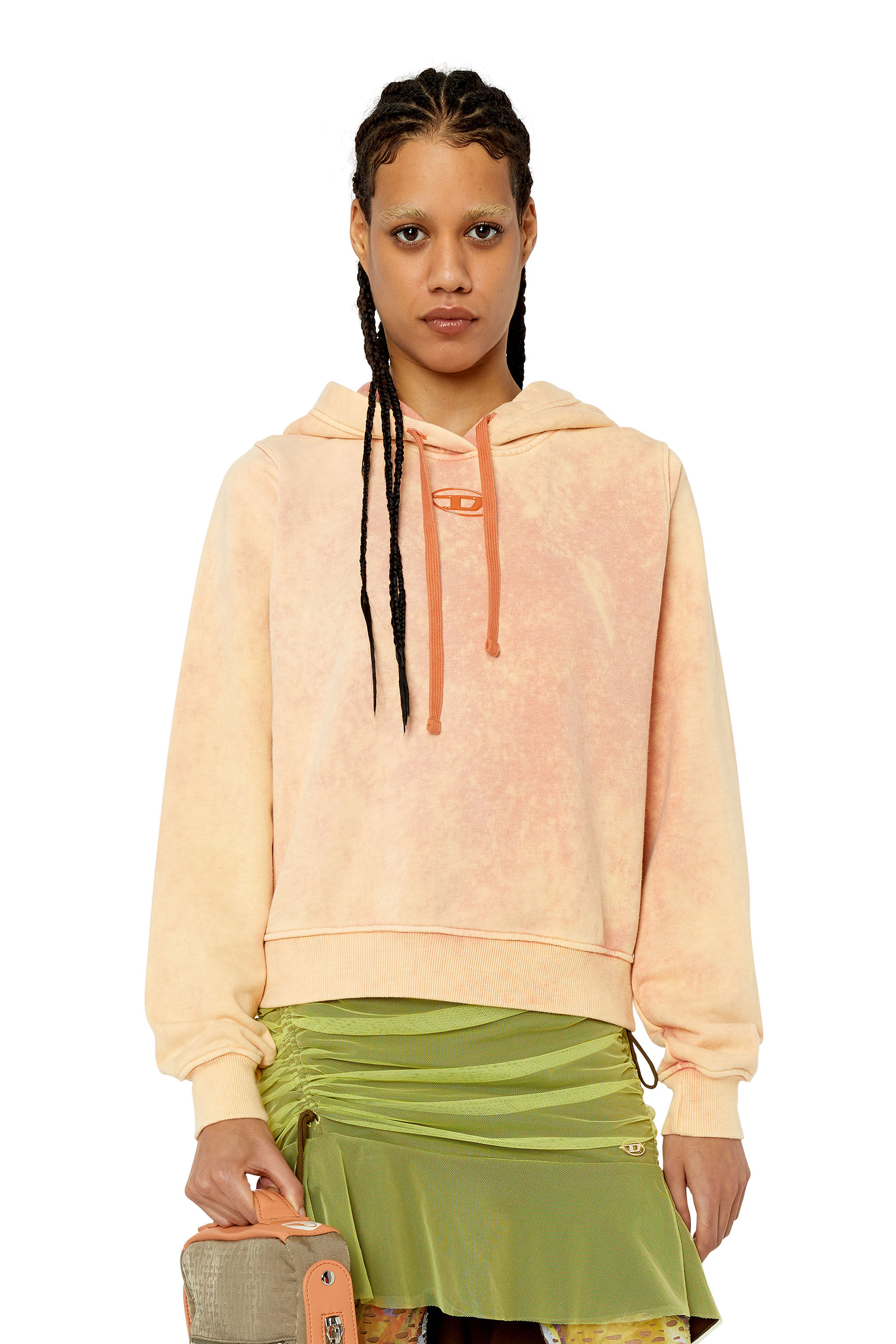 Diesel - F-REGGY-HOOD-G2, Female's スウェット パーカー ロゴ in オレンジ - 3
