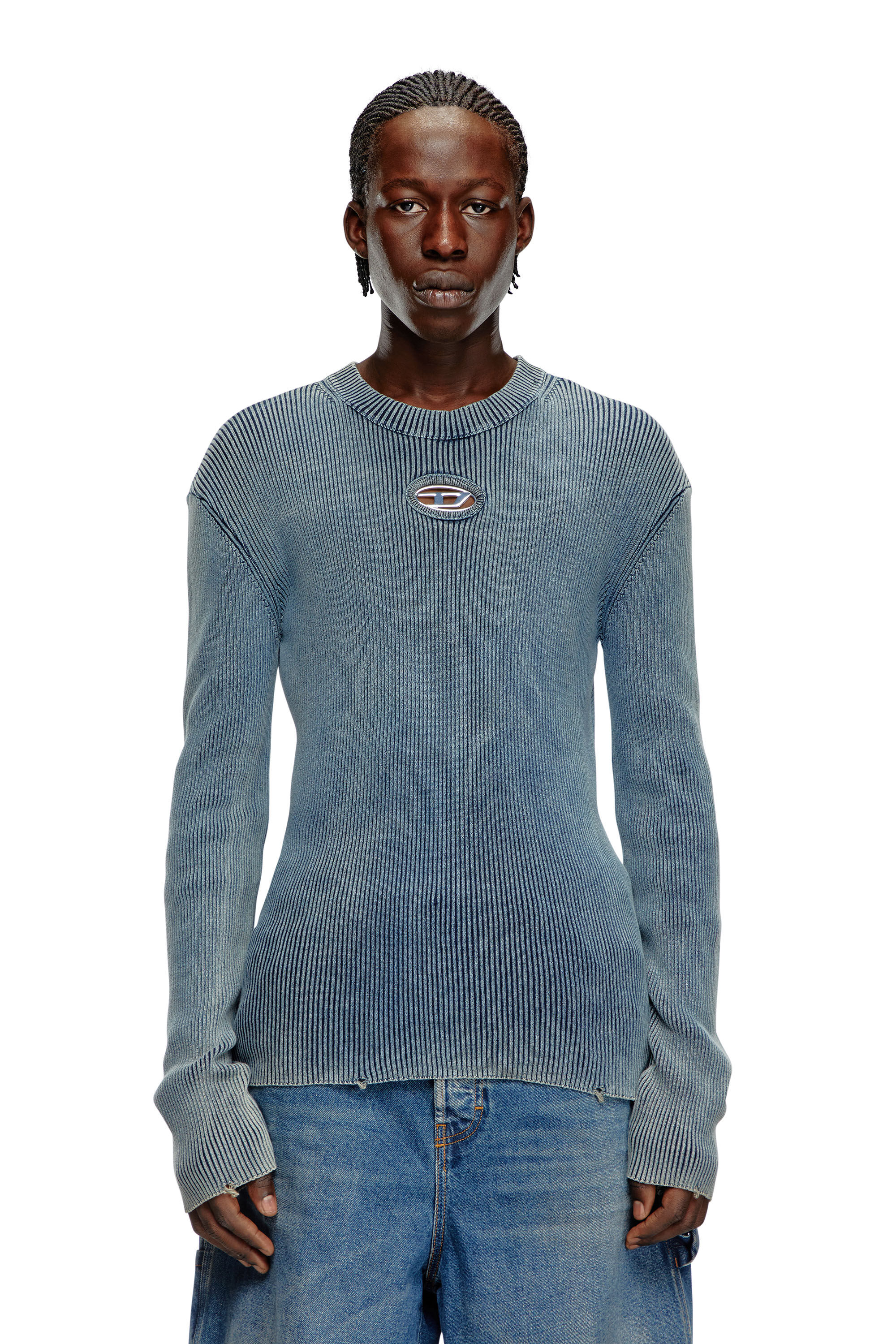 K-DARIN-A Cut-out jumper with Oval D｜ブルー｜メンズ｜DIESEL