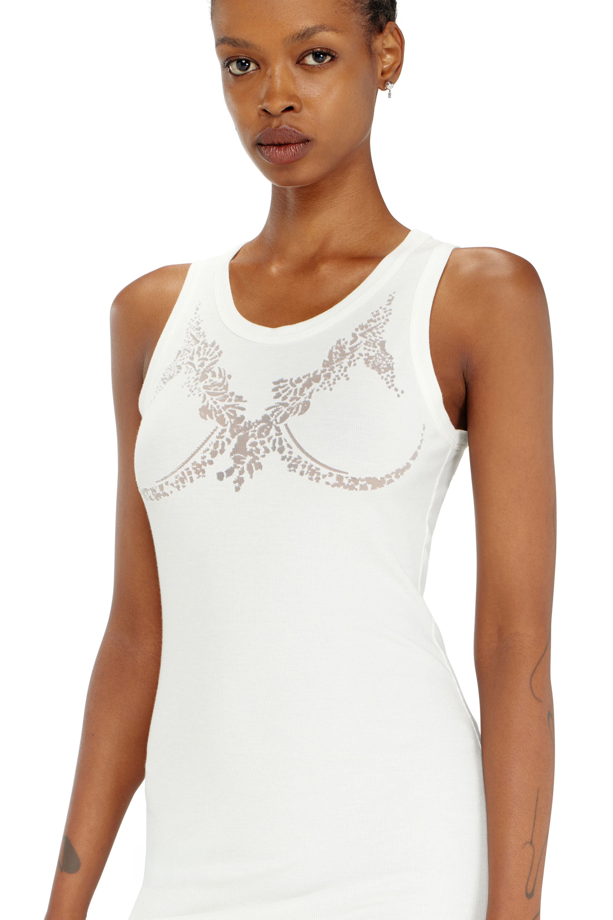 Diesel - PR-D-ANKI-LACE-R, Female's Mini tank dress with devor&eacute; lace effect in ホワイト - 5