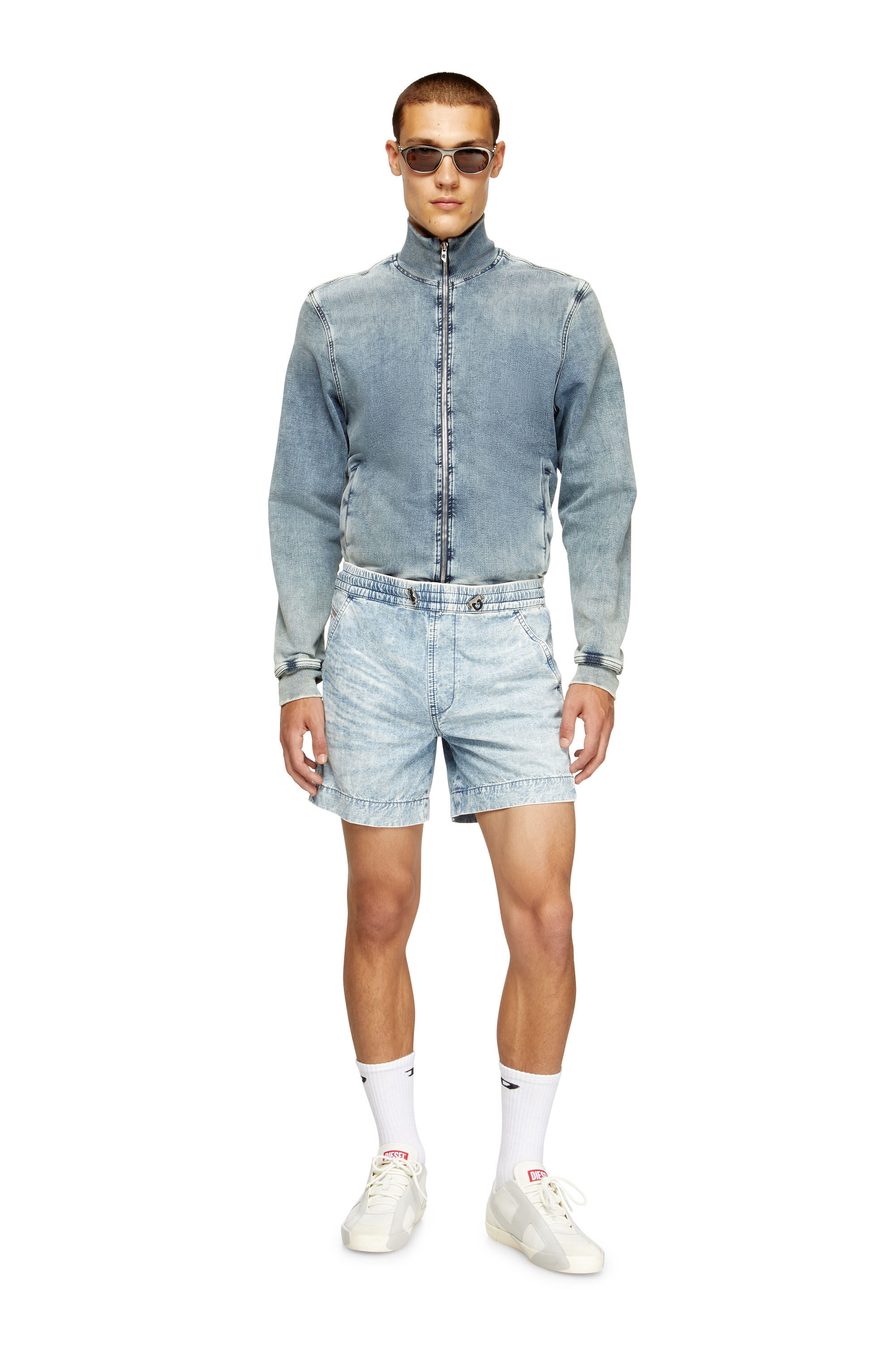 Diesel - D-TENNI-S, Unisex's Shorts in marbled denim in ライトブルー - 1