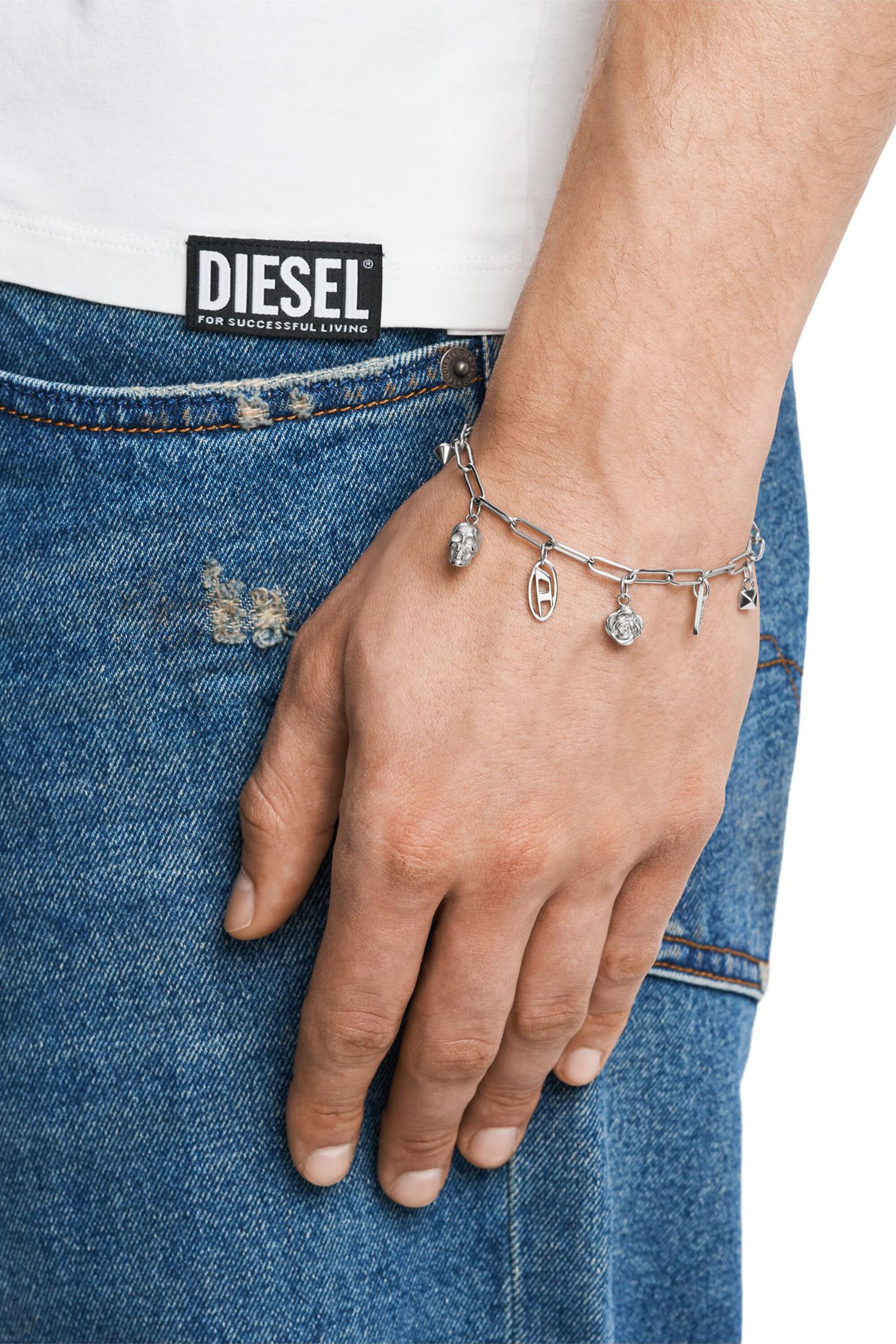 Diesel - DX1604040, Unisex's Stainless Steel Charm Bracelet in シルバー - 4