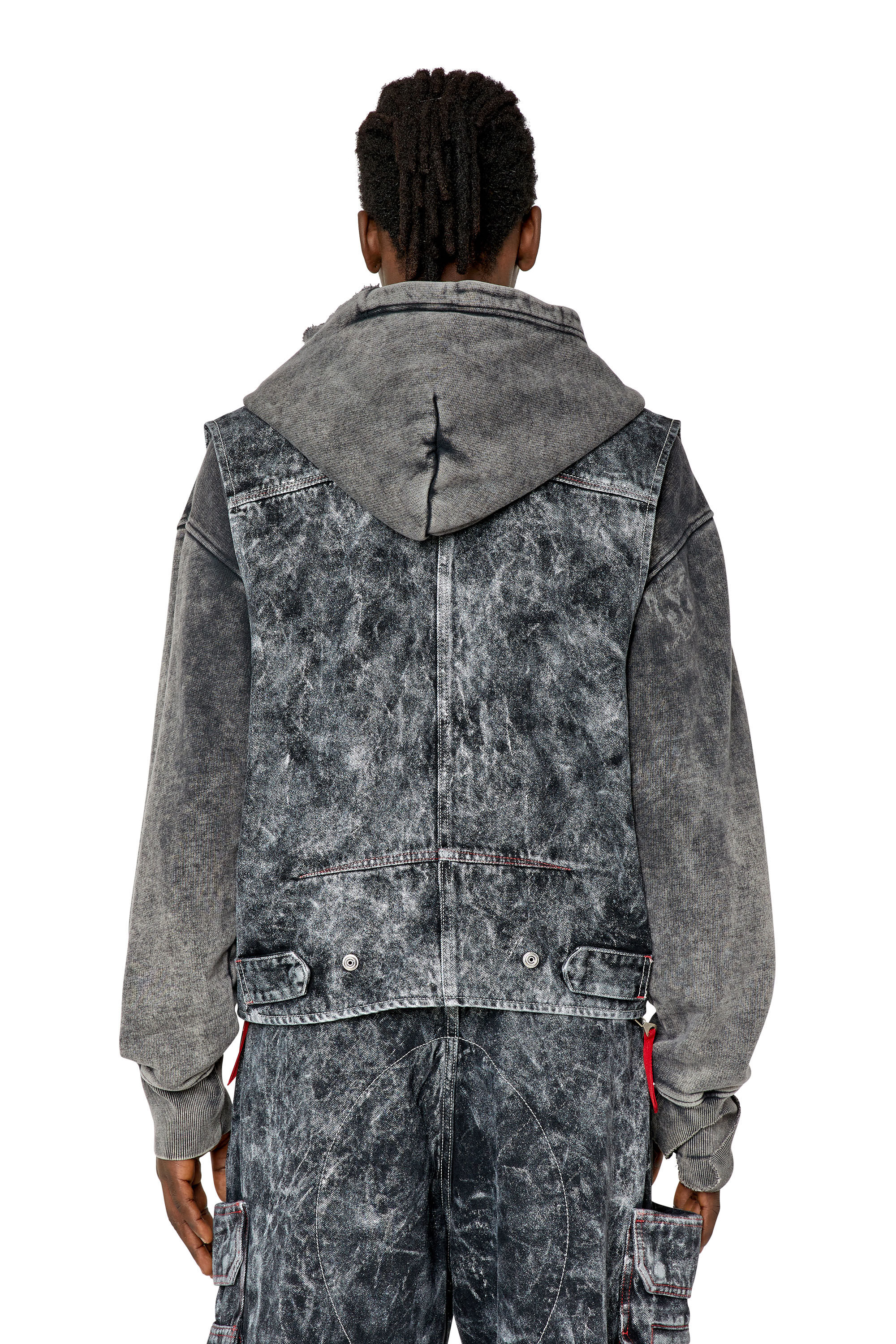 Diesel - D-SAMP, Male's デニム ベスト ポケットディテール in ブラック/ダークグレー - 5