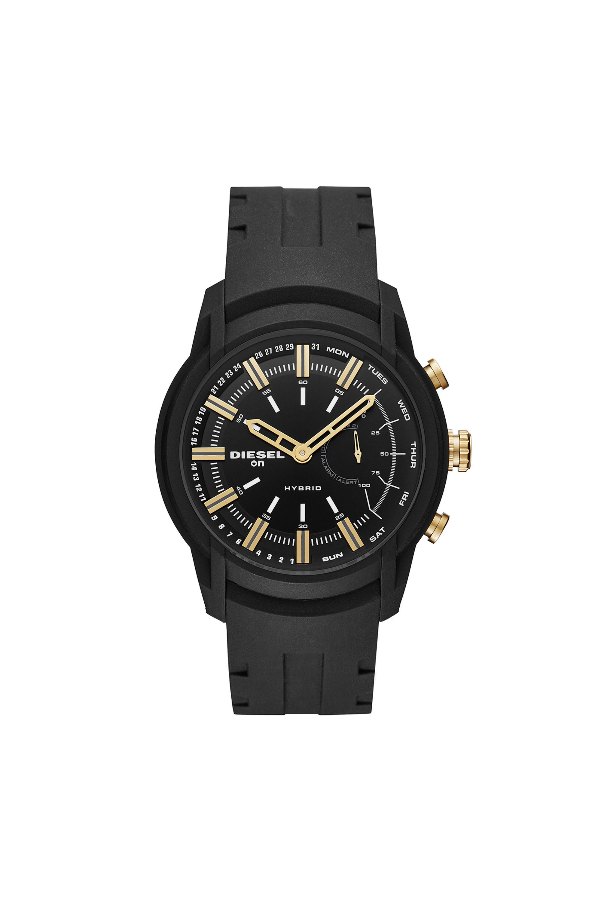 Diesel - DT1014, Male's Armbar Hybrid black silicone smartwatch, 44 mm in ブラック - 2