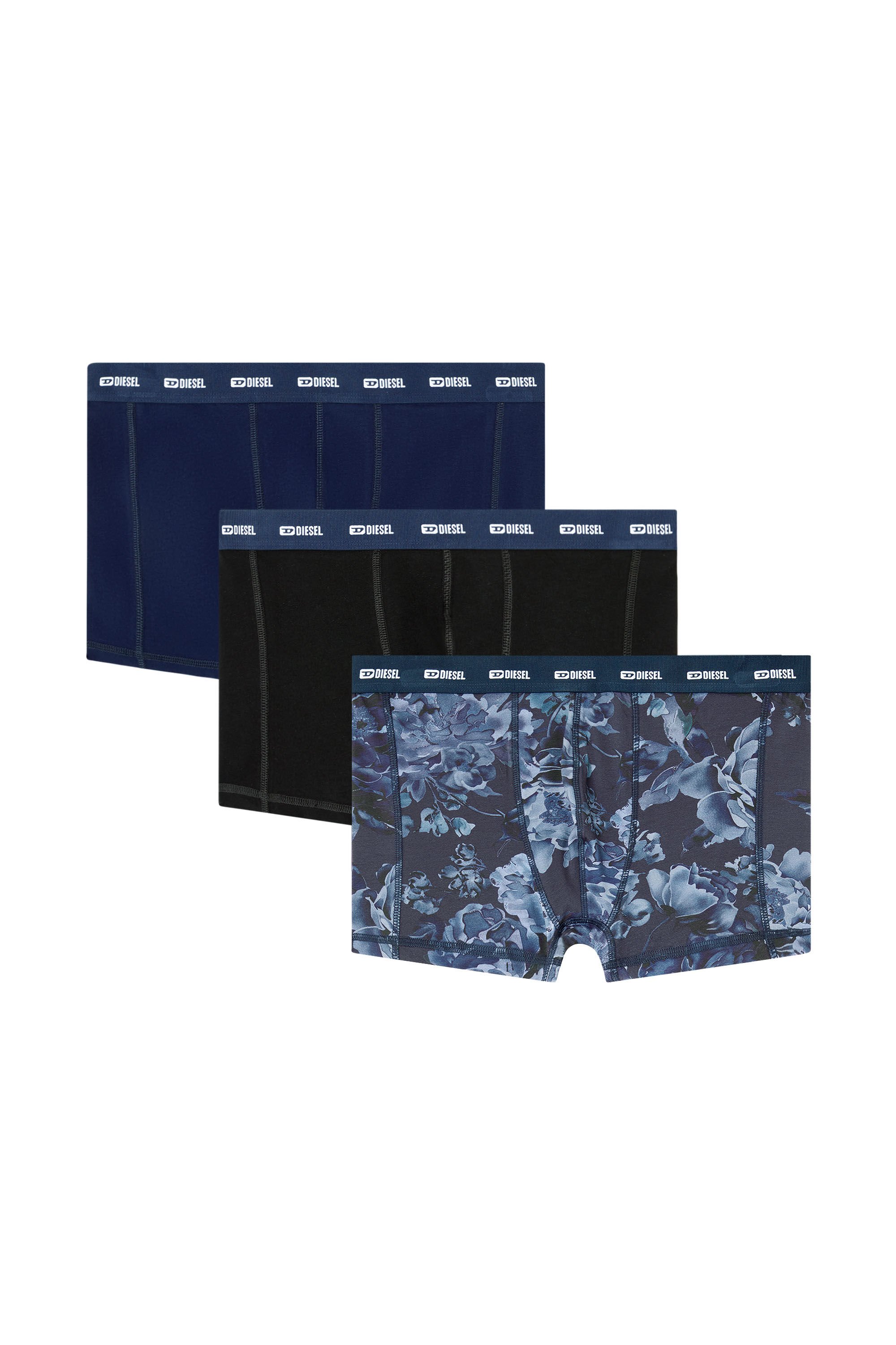 Diesel - DAMIEN-UTLT-3PACK, Male's 3-pack boxer briefs with floral motif in ブルー/ブラック - 2