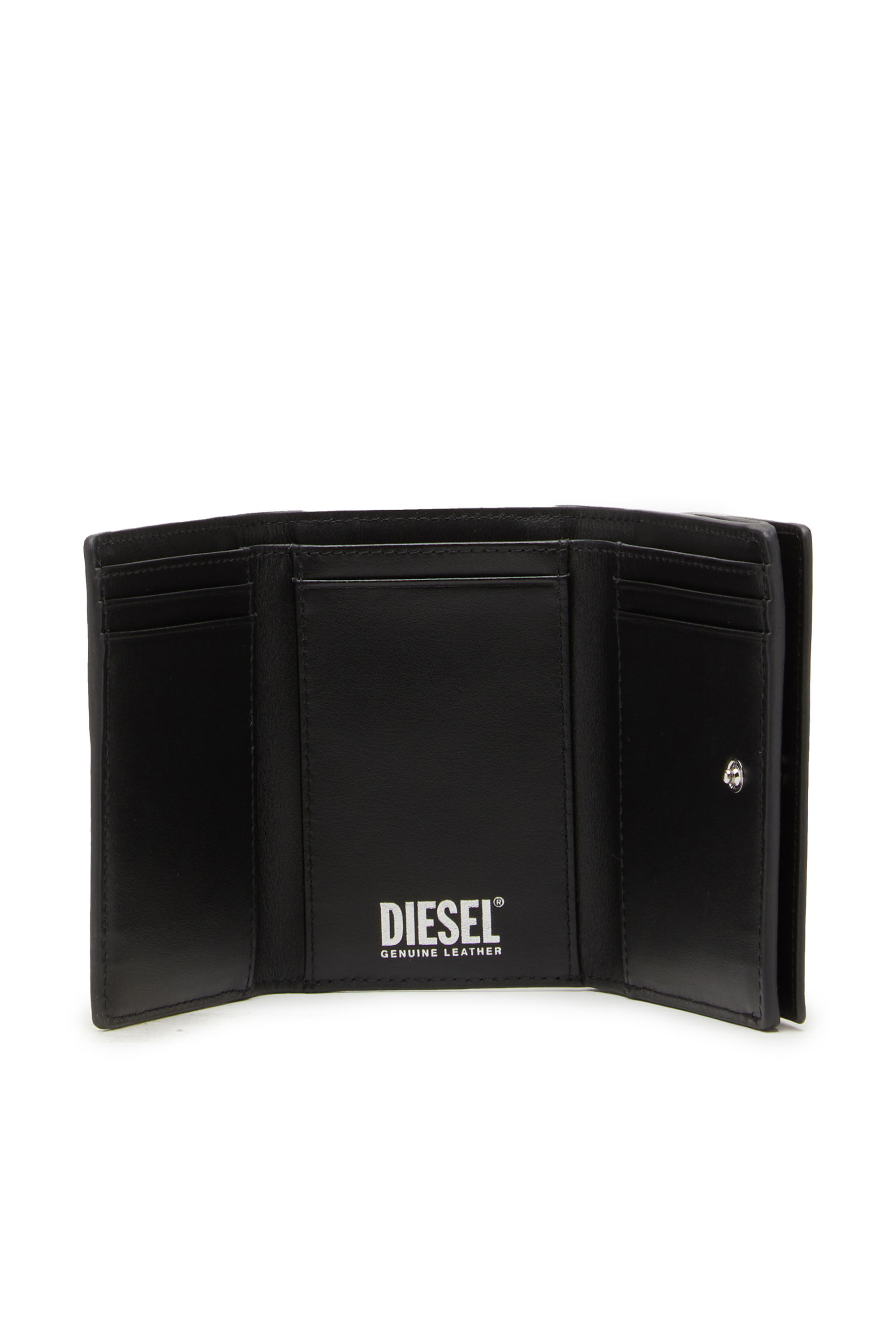 Diesel - TRI-FOLD COIN S, Female's カウレザー三つ折りウォレット in ブラック - 3